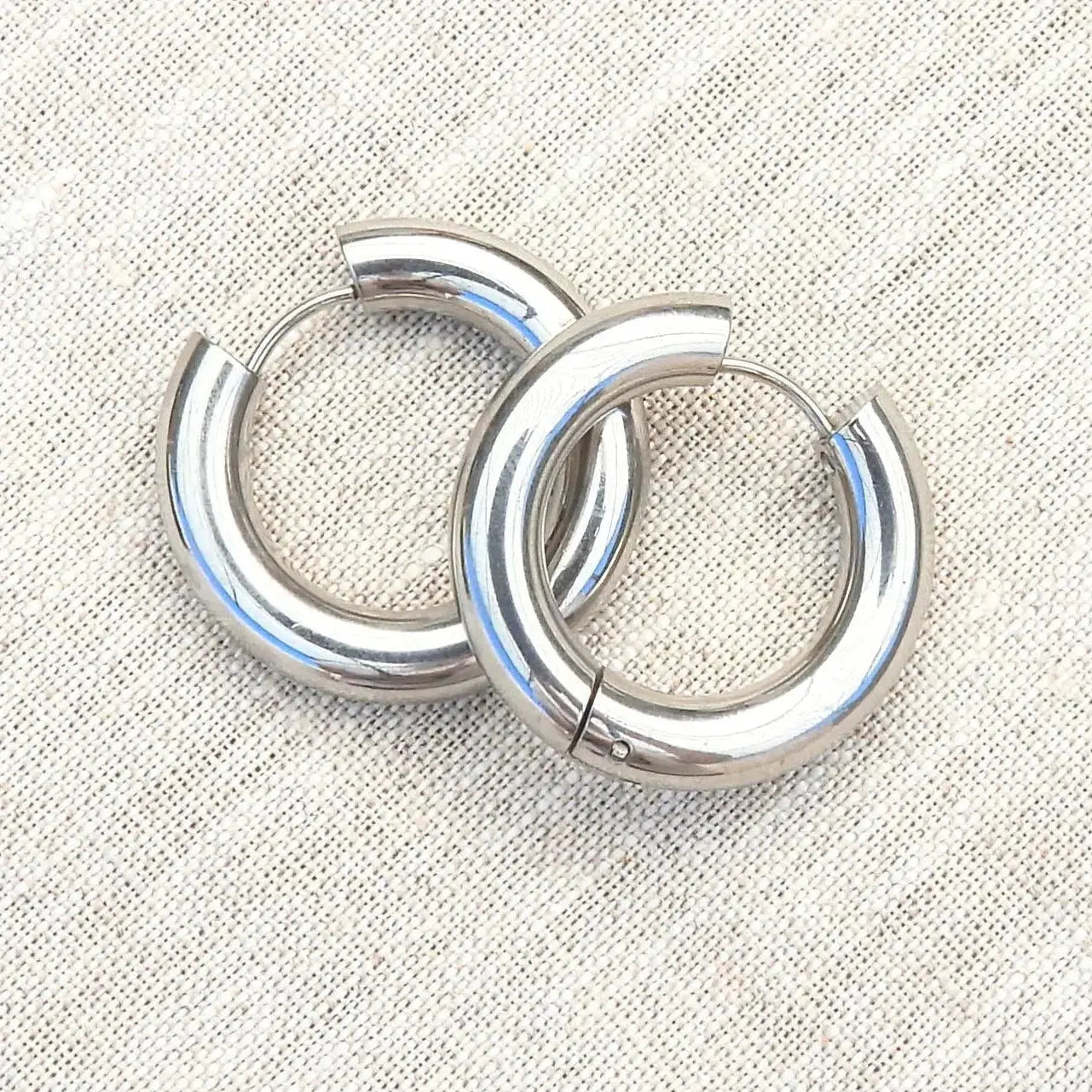 Chunky silver hoops