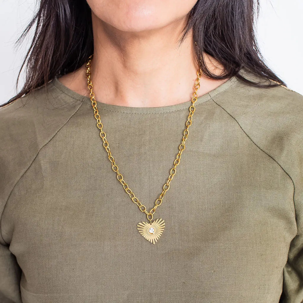 Woman wearing necklace