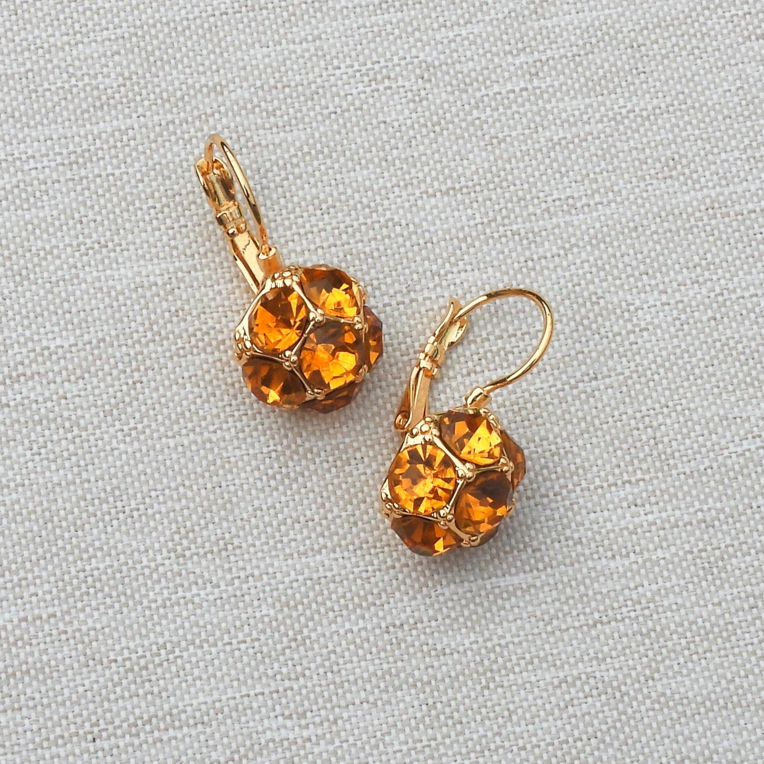 Tara Topaz Stone Cluster Gold Plated Stainless Steel Earrings