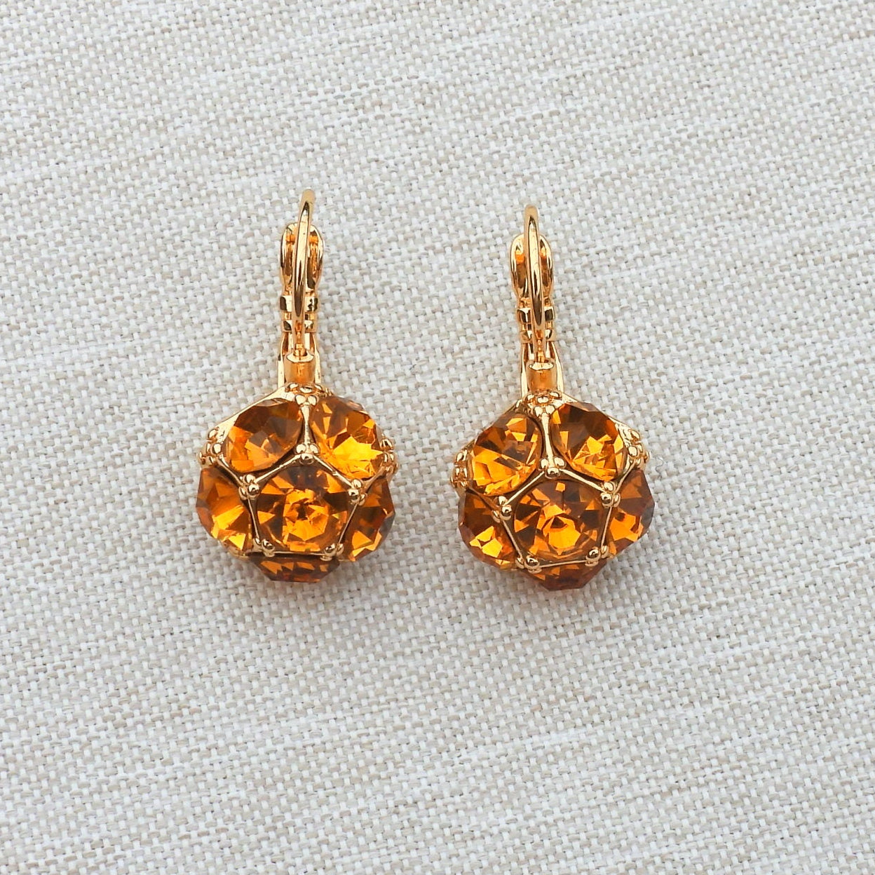 Tara Topaz Stone Cluster Gold Plated Stainless Steel Earrings