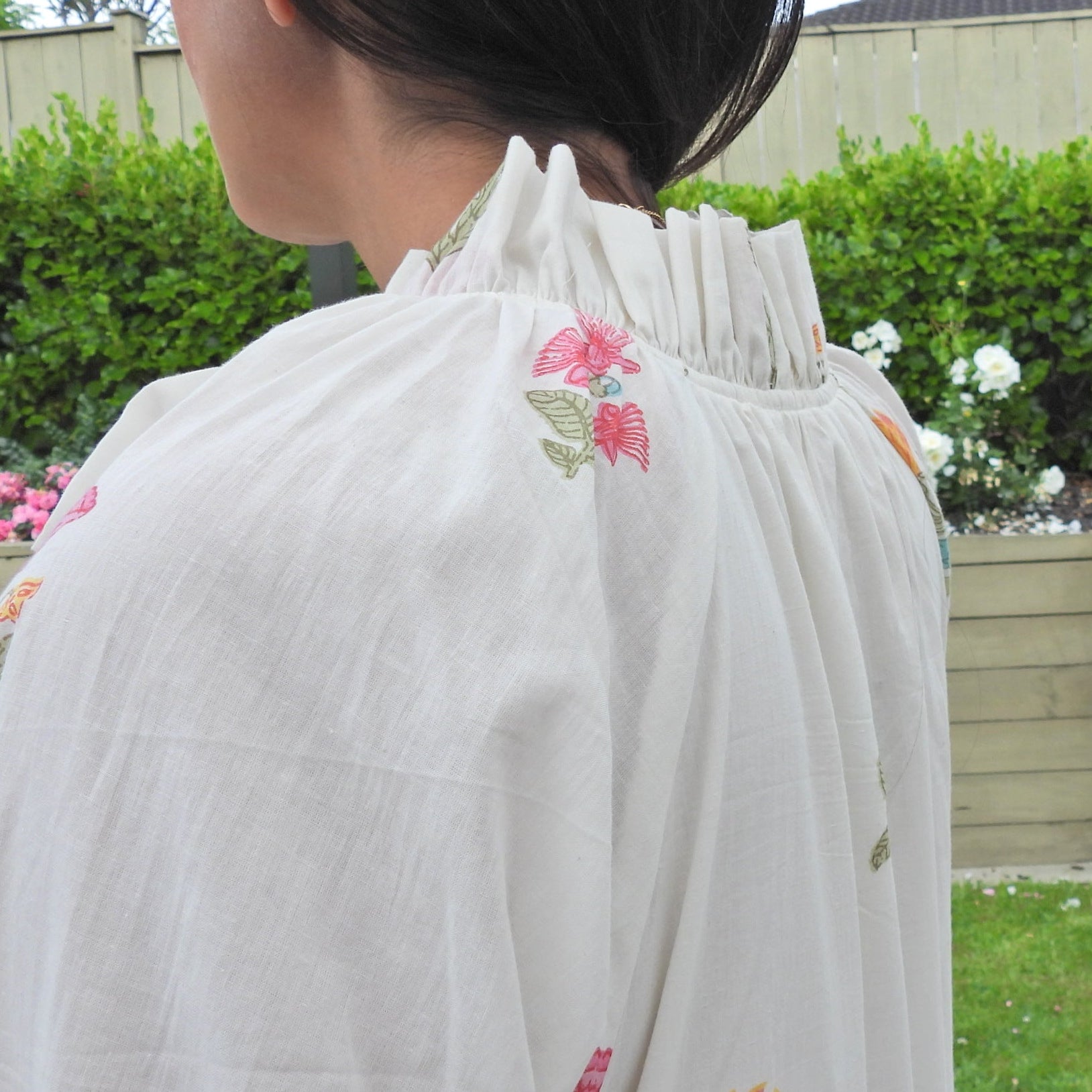 Zoya White Floral 100% Cotton Dress