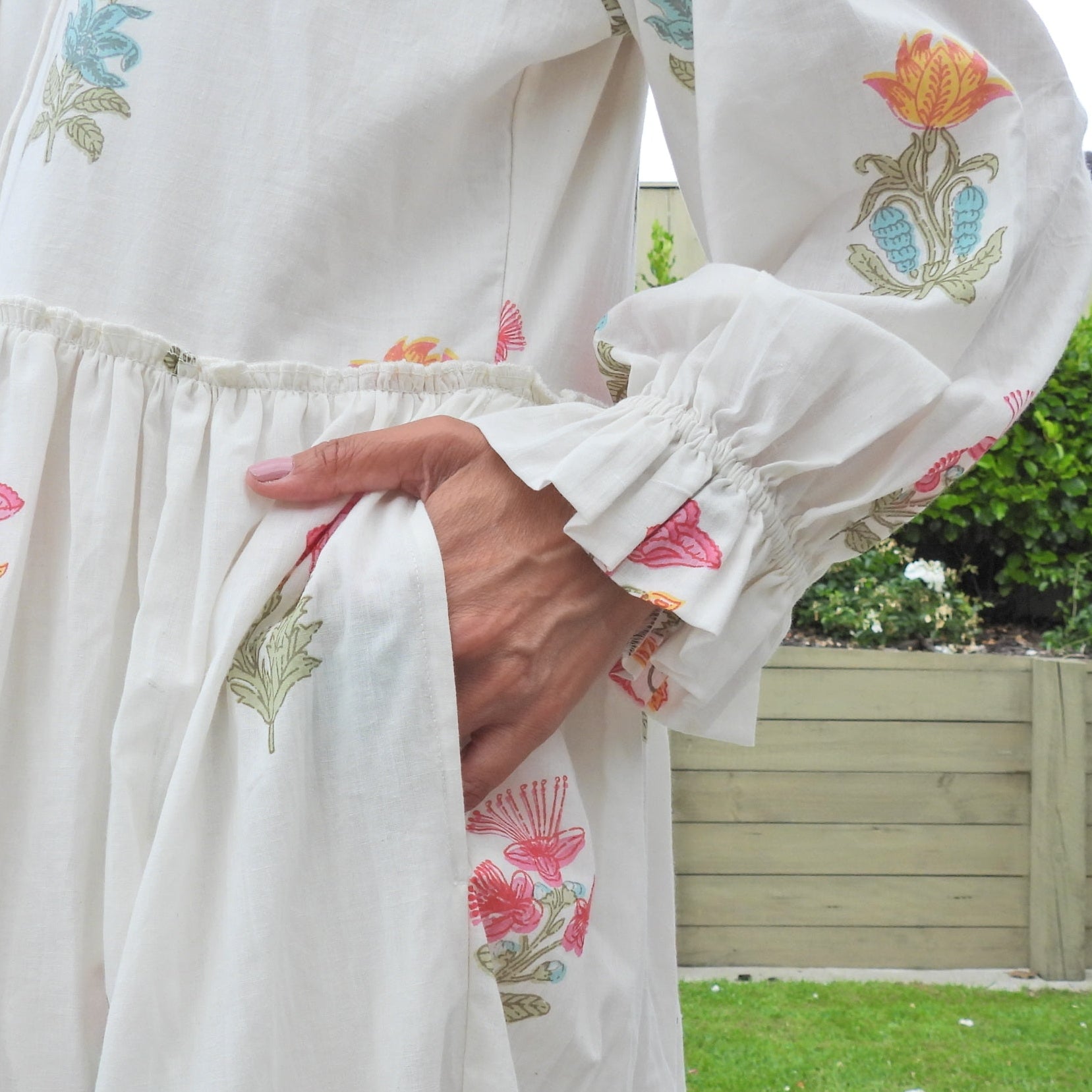 Zoya White Floral 100% Cotton Dress