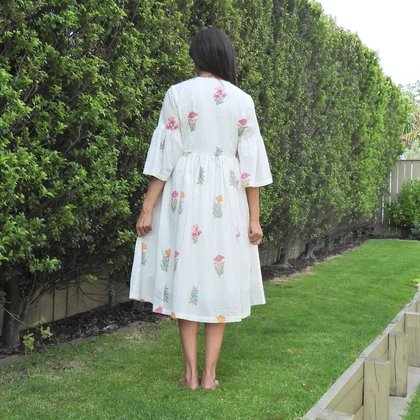 Anya Dress White Floral Glint & Gold