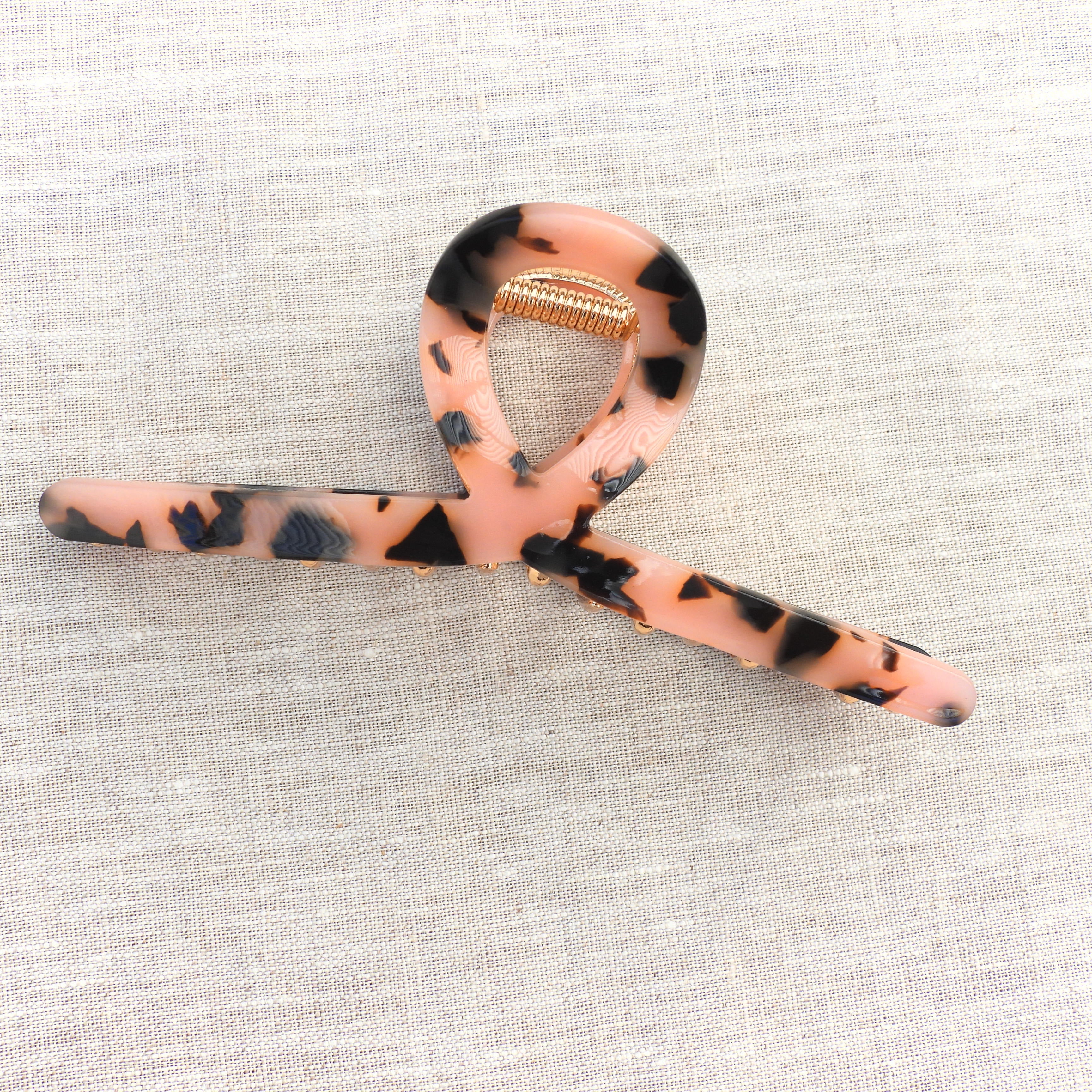 Phoebe Large Metal Acetate Hair Claw Ivory Pearl