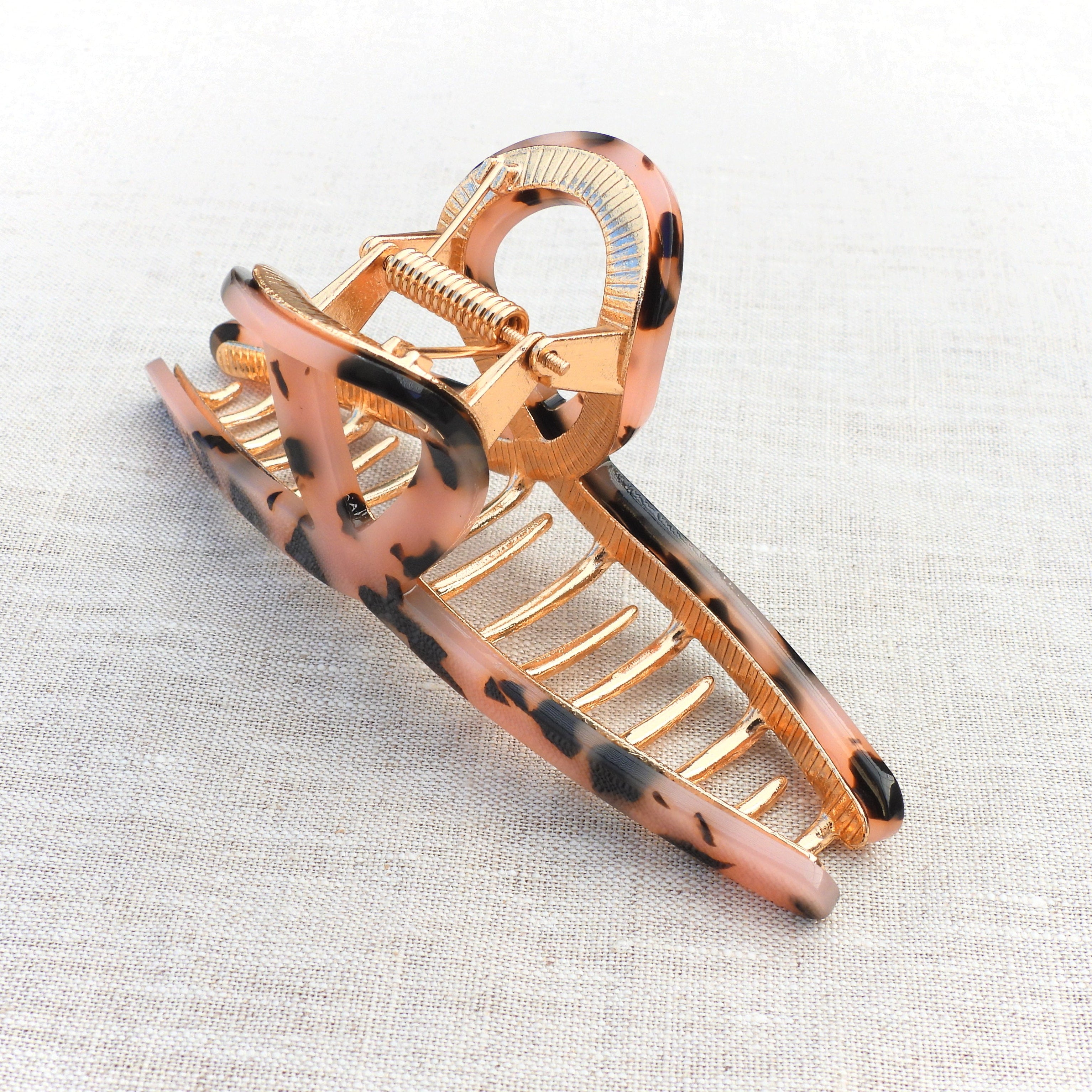 Phoebe Large Metal Acetate Hair Claw Ivory Pearl