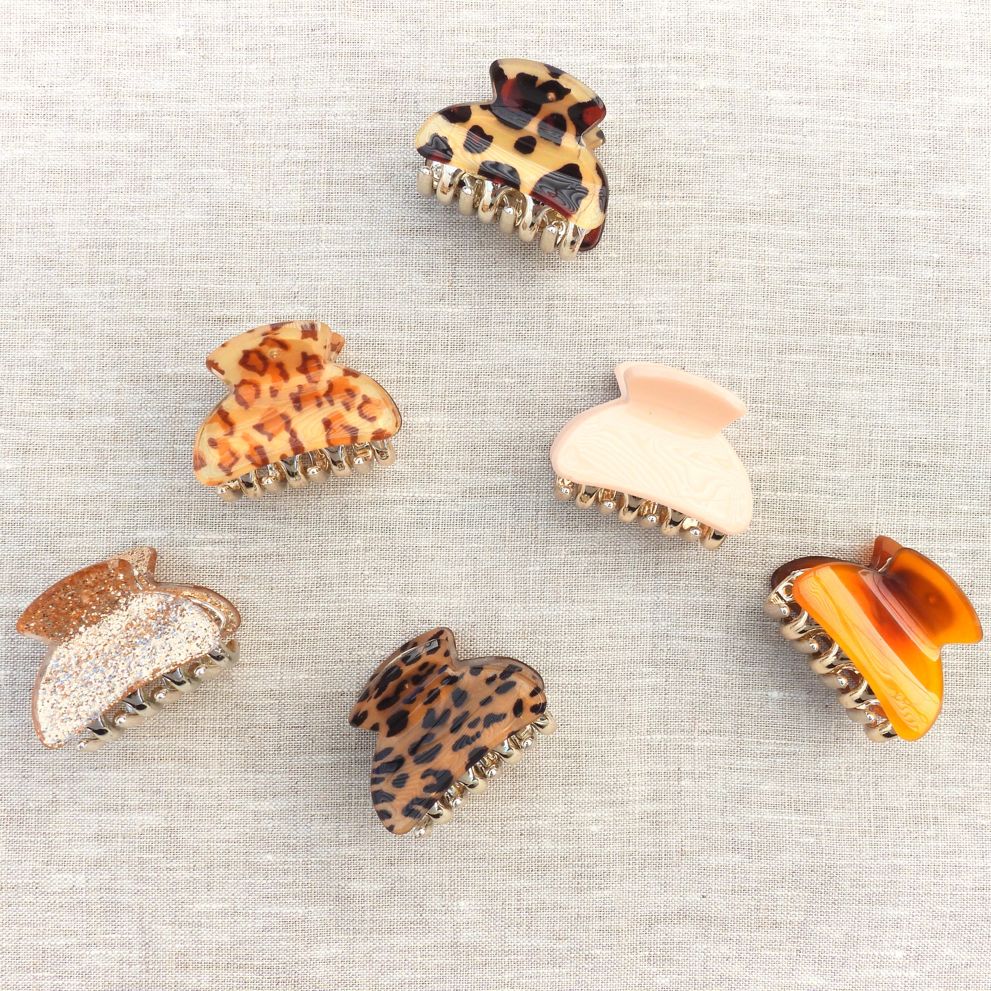 Evie Mini Hair Claws Set of 3 - Gold