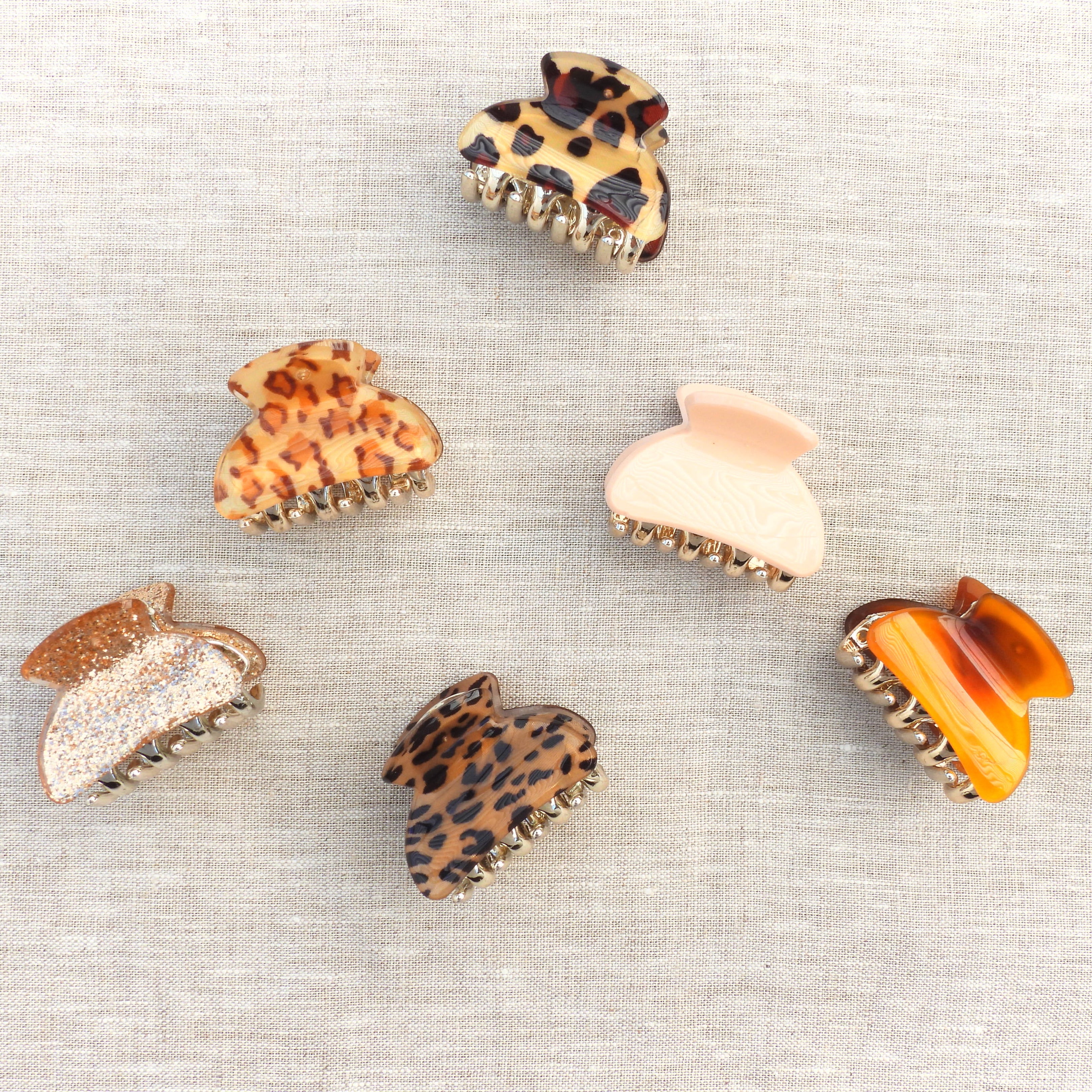 Evie Mini Hair Claws Set of 3 - Gold