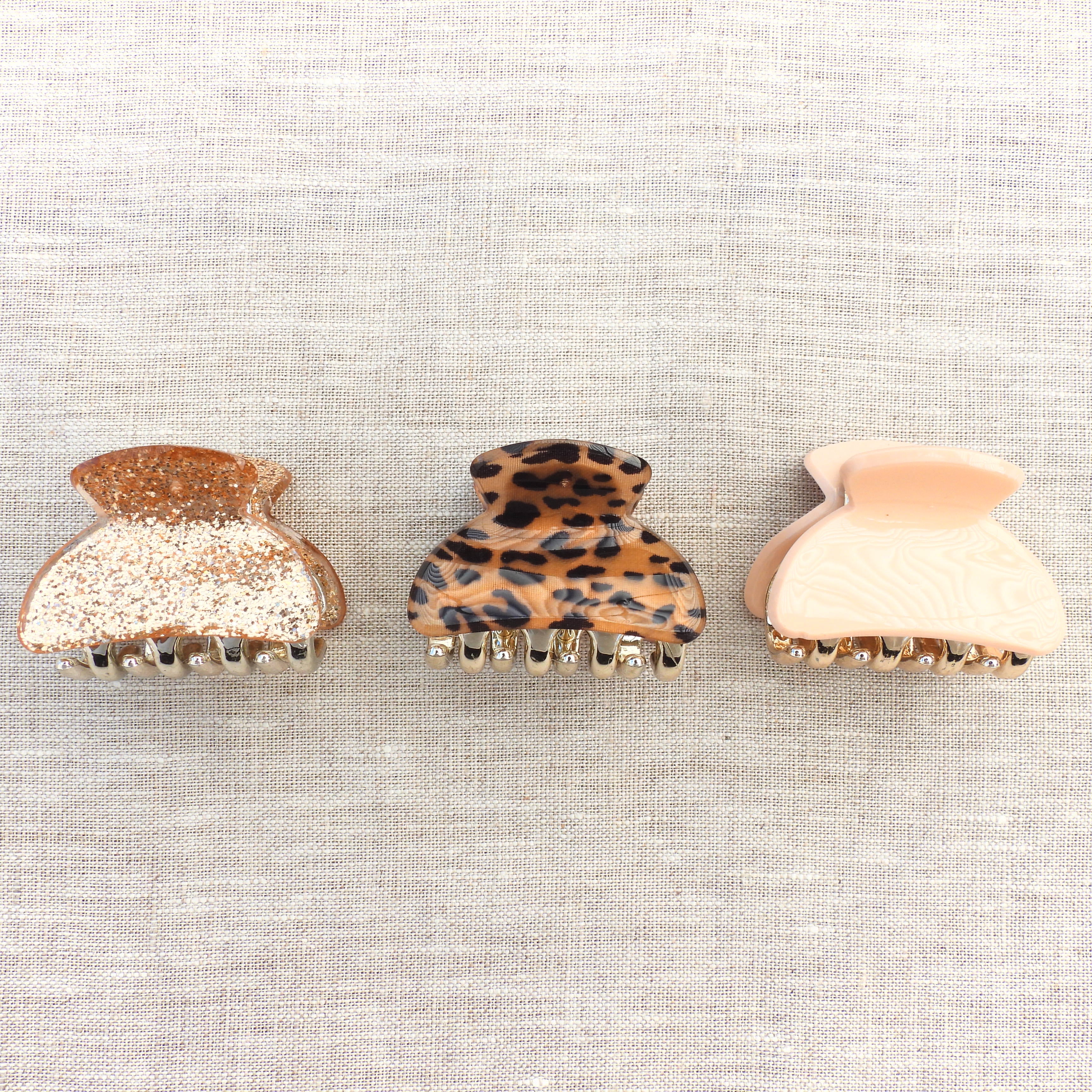 Evie Mini Hair Claws Set of 3 - Gold