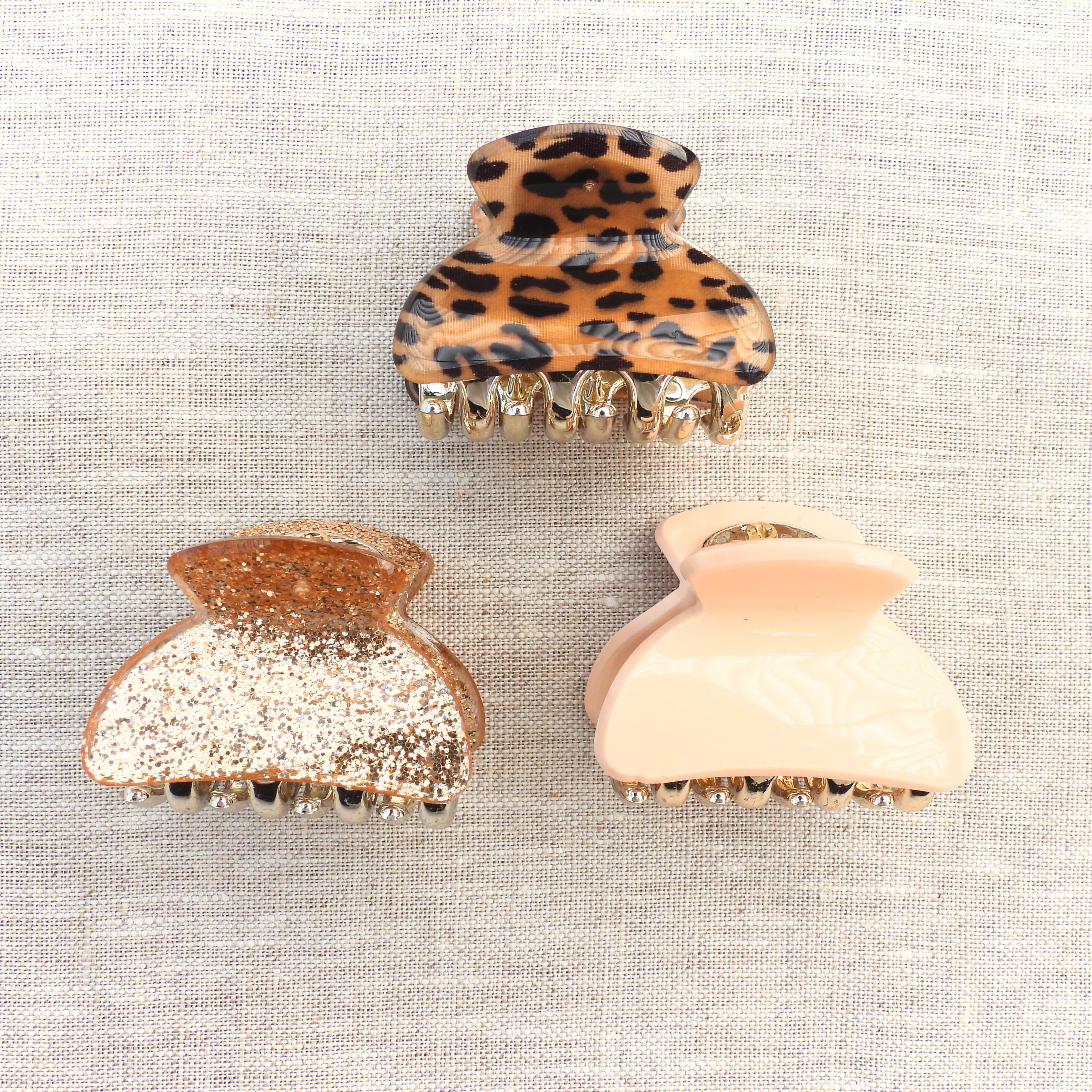 Evie Mini Hair Claws Set of 3 - Gold