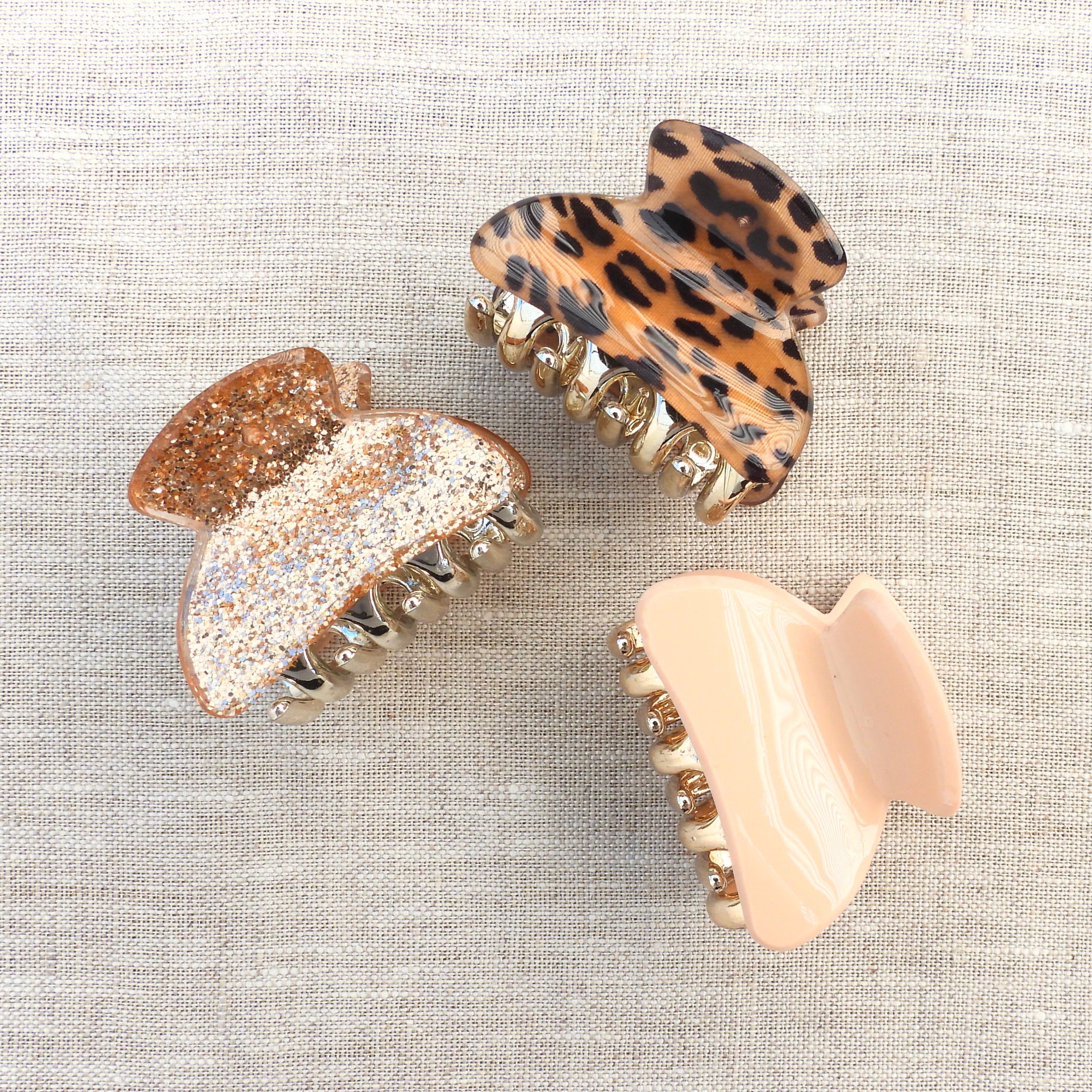 Evie Mini Hair Claws Set of 3 - Gold