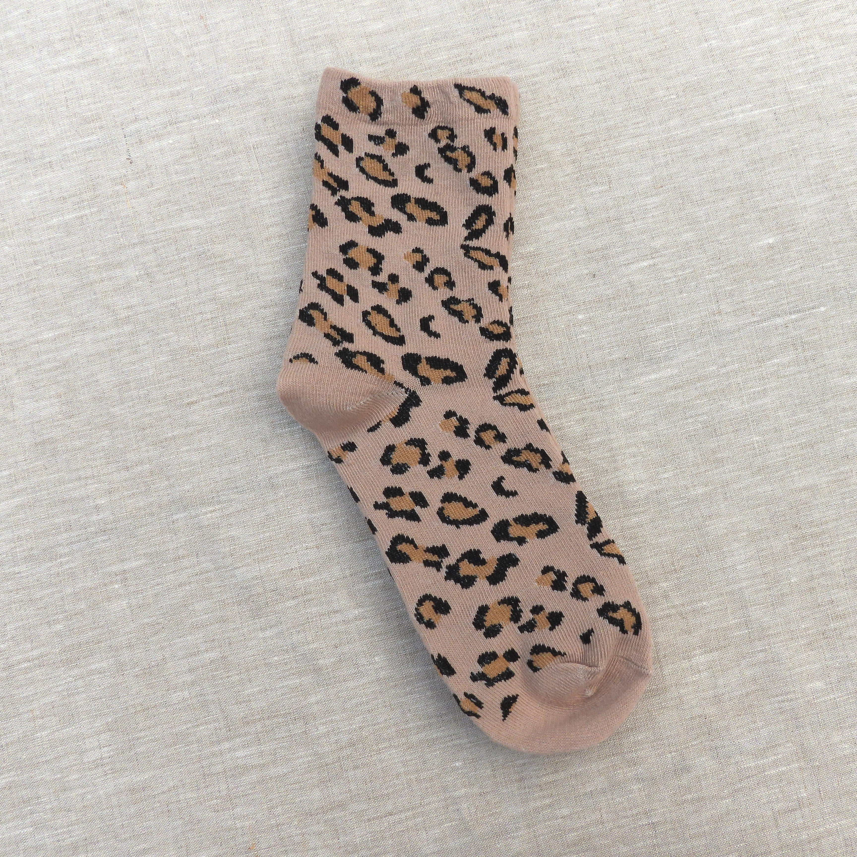 Sadie Leopard Crew Socks White