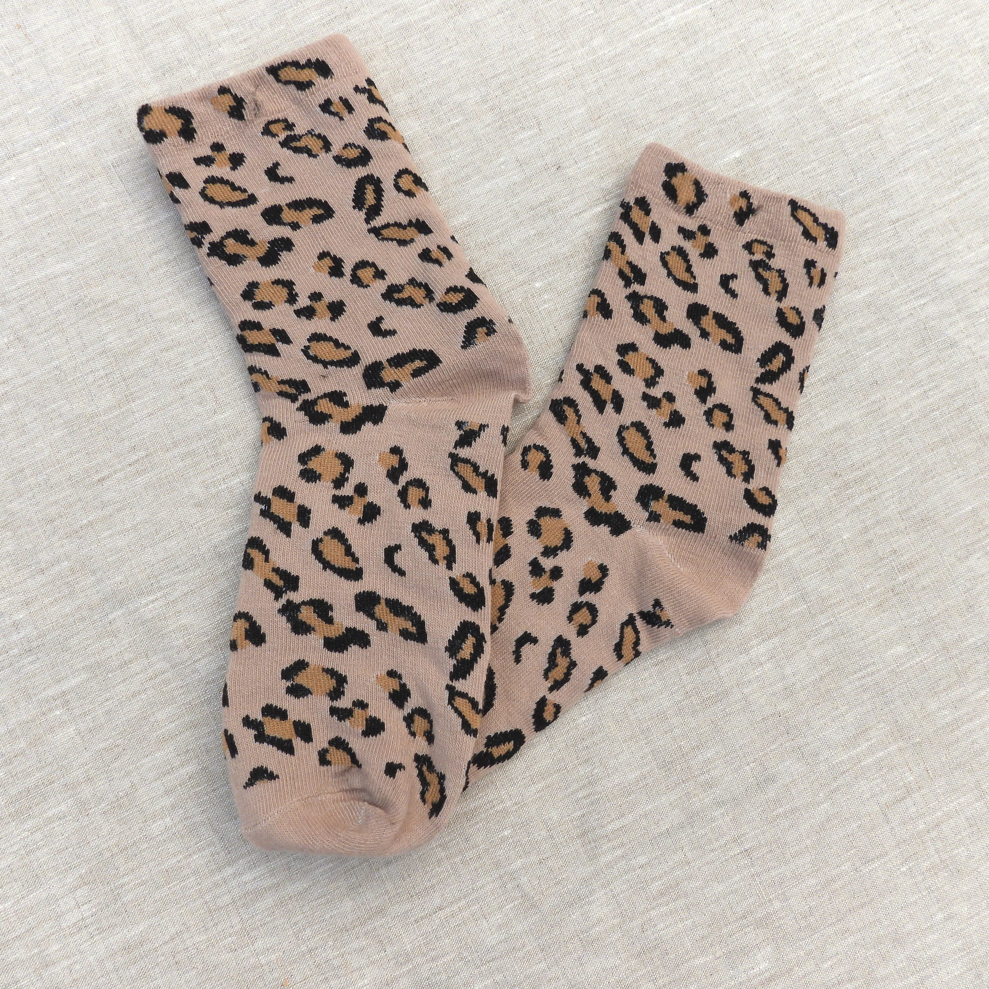 Sadie Leopard Crew Socks White