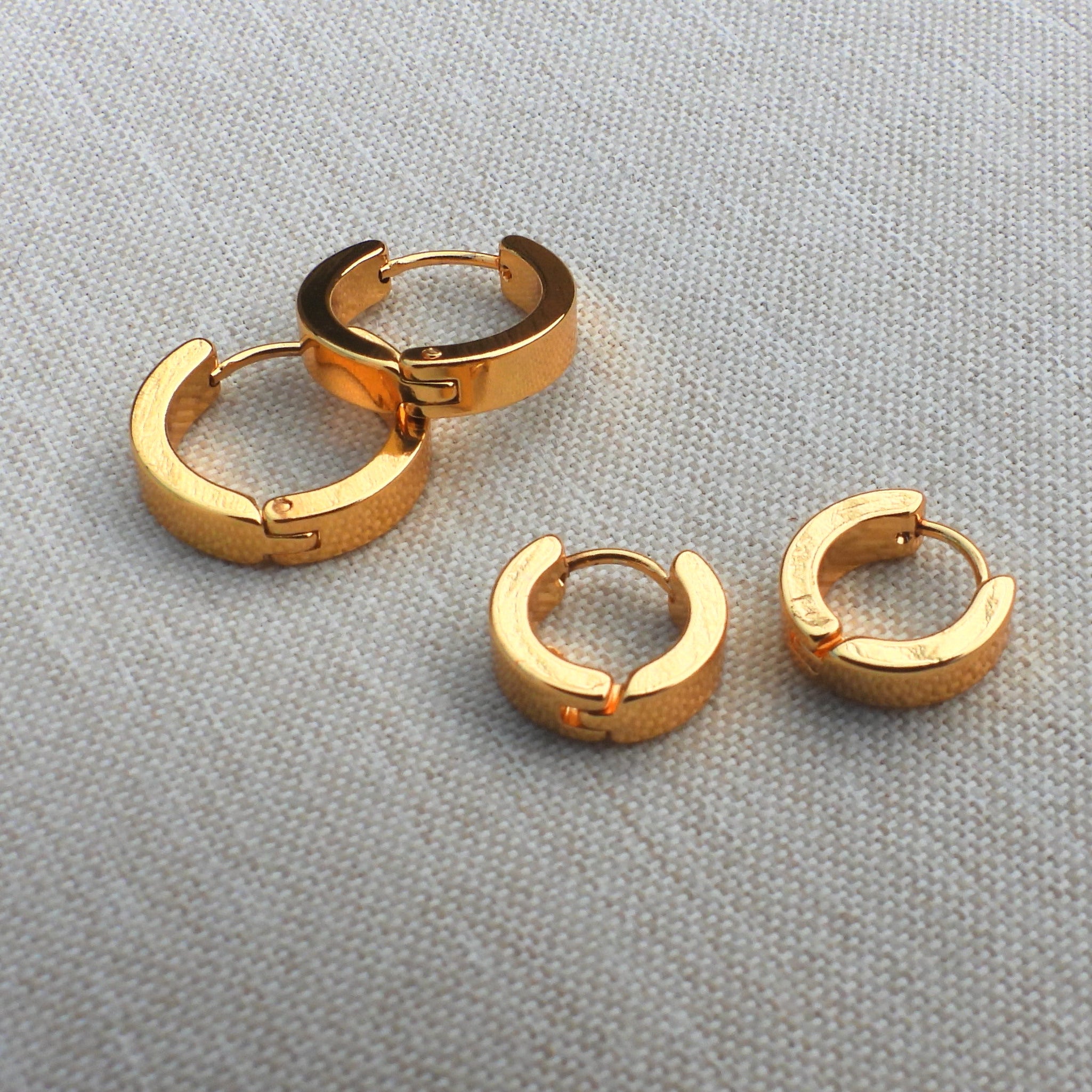 Sabine Set of 2 Gold Plated Stainless Steel Huggie Earrings