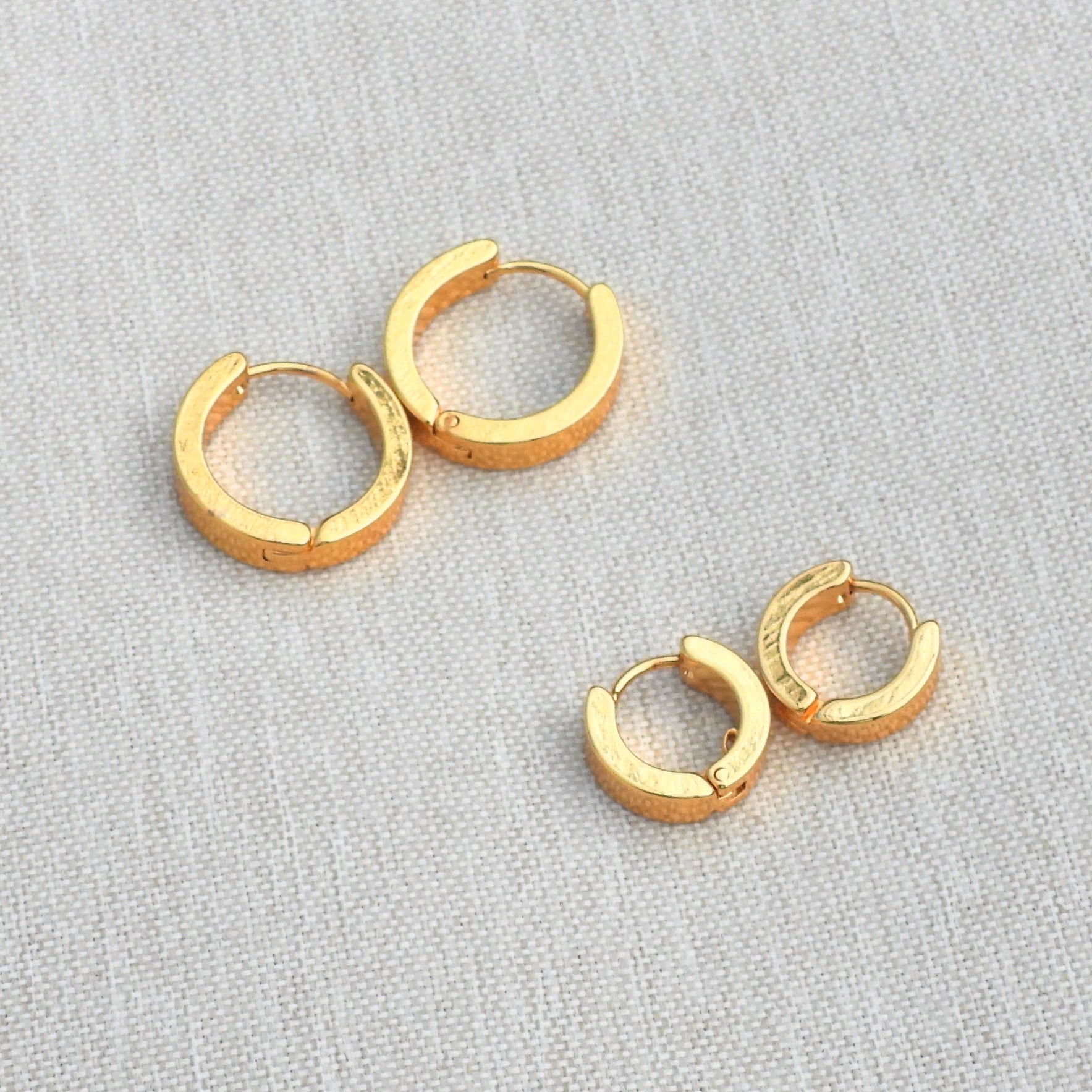 Sabine Set of 2 Gold Plated Stainless Steel Huggie Earrings