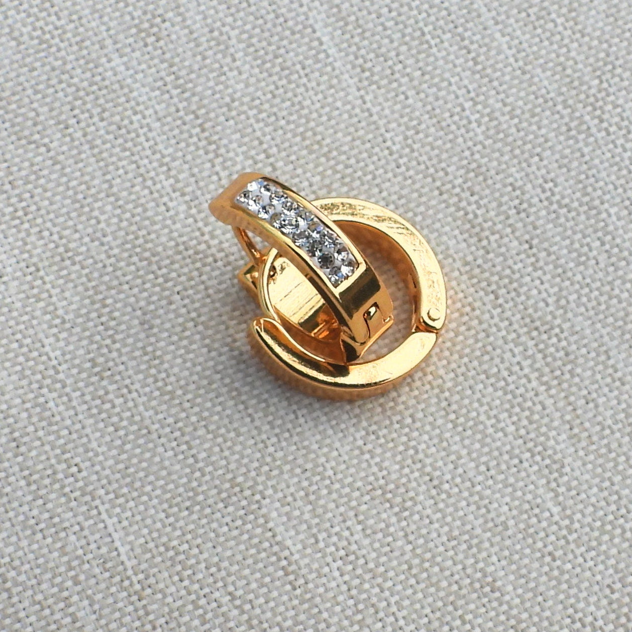 Audrey Gold Plated Stainless Steel Diamante Huggie Earrings