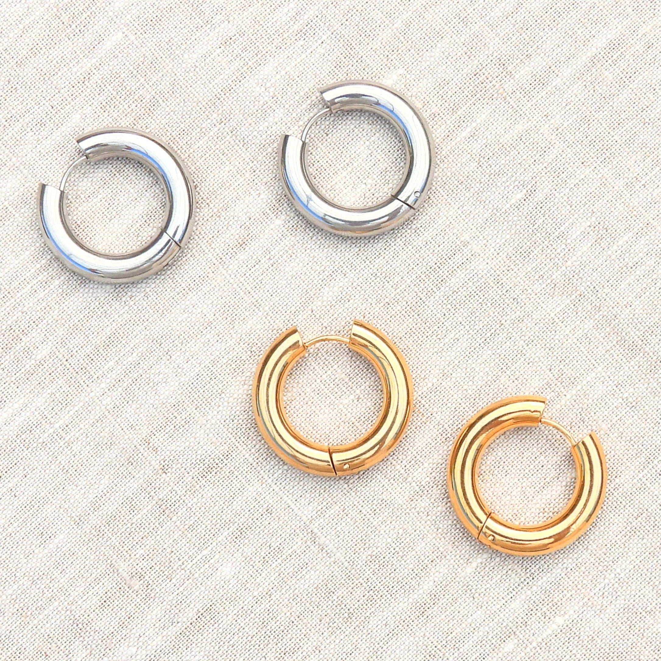 Nina Chunky Gold Plated Stainless Steel Hoop Earrings