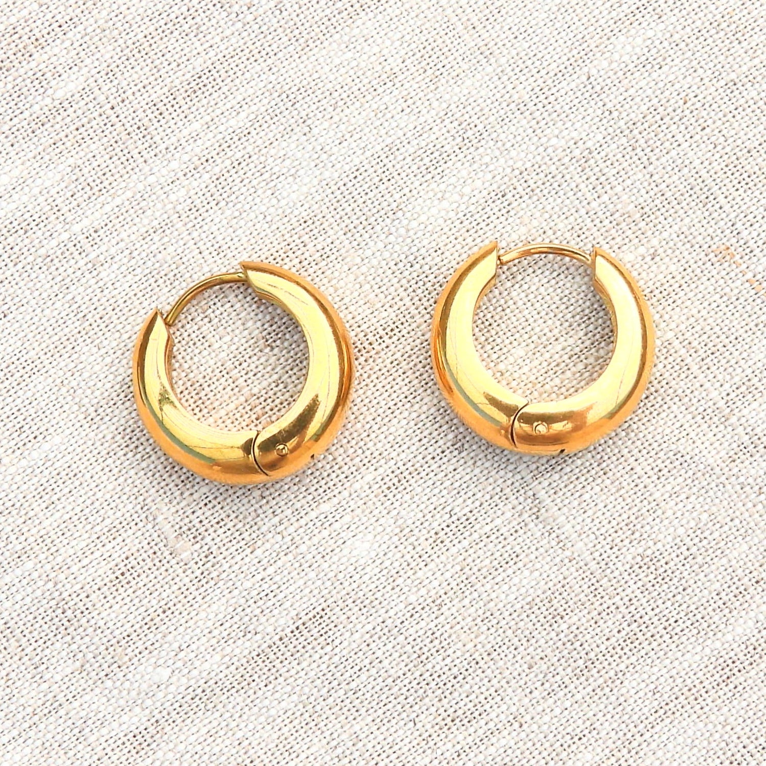 Zoe Oval Drop Gold Plated Stainless Steel Hoop Earrings