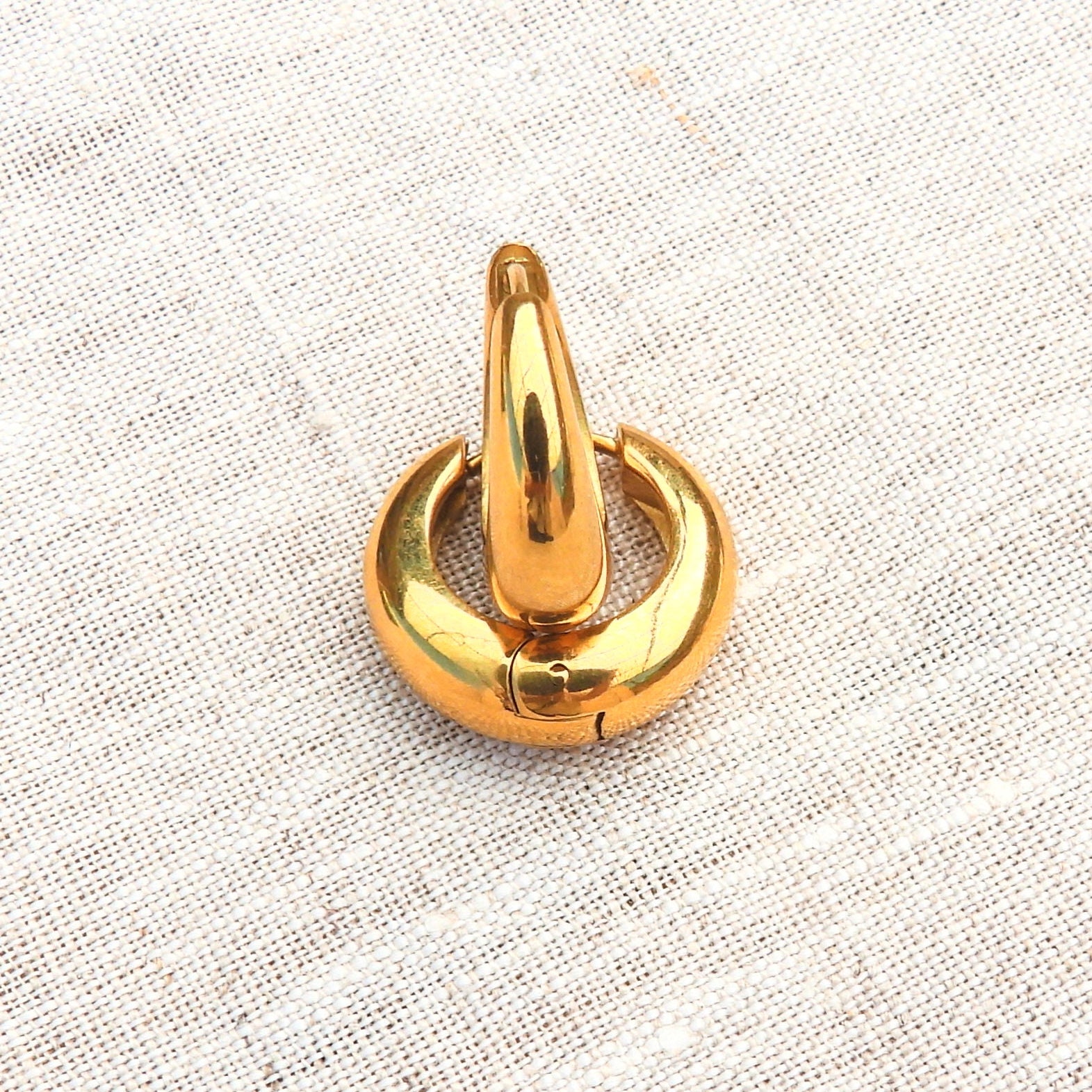Zoe Oval Drop Gold Plated Stainless Steel Hoop Earrings