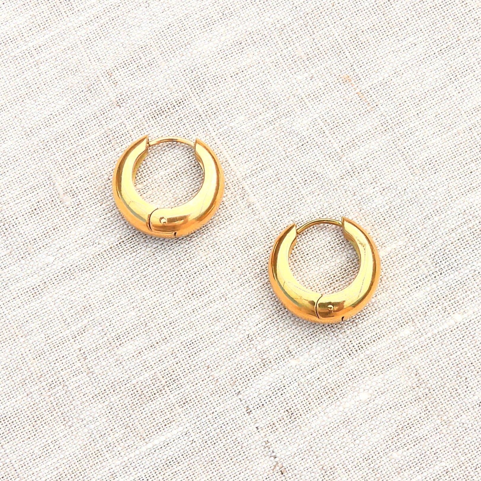 Zoe Oval Drop Gold Plated Stainless Steel Hoop Earrings