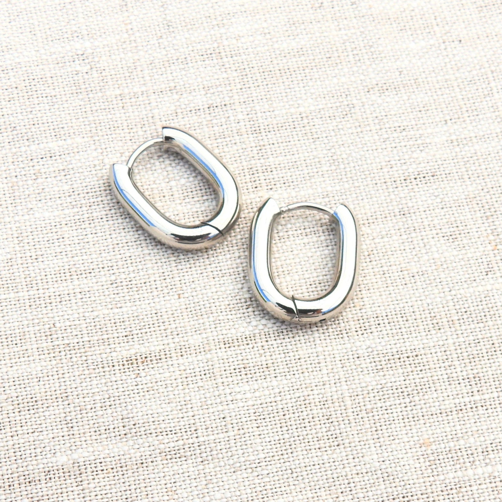 Jess Stainless Steel Oval Hoop Earrings