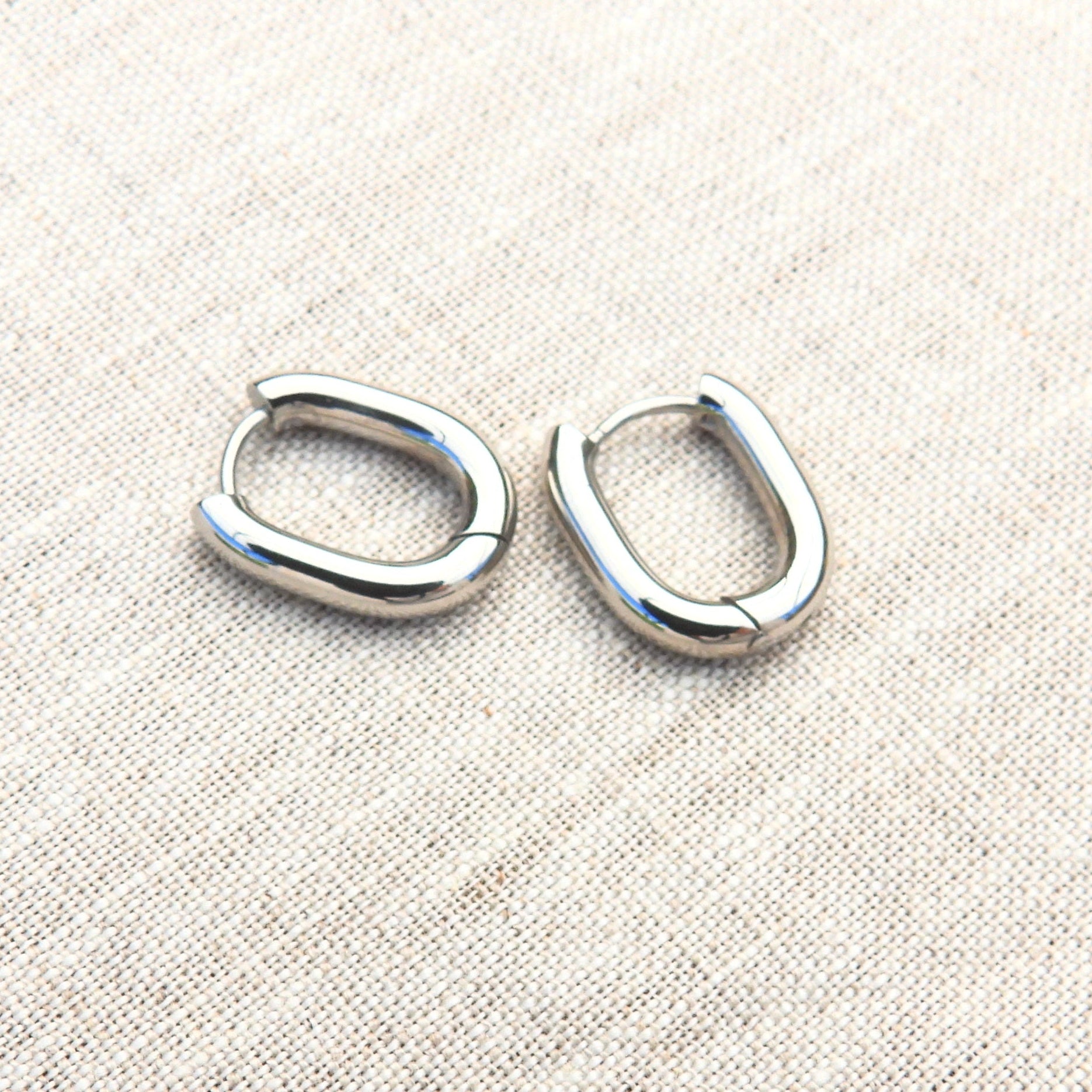 Jess Stainless Steel Oval Hoop Earrings