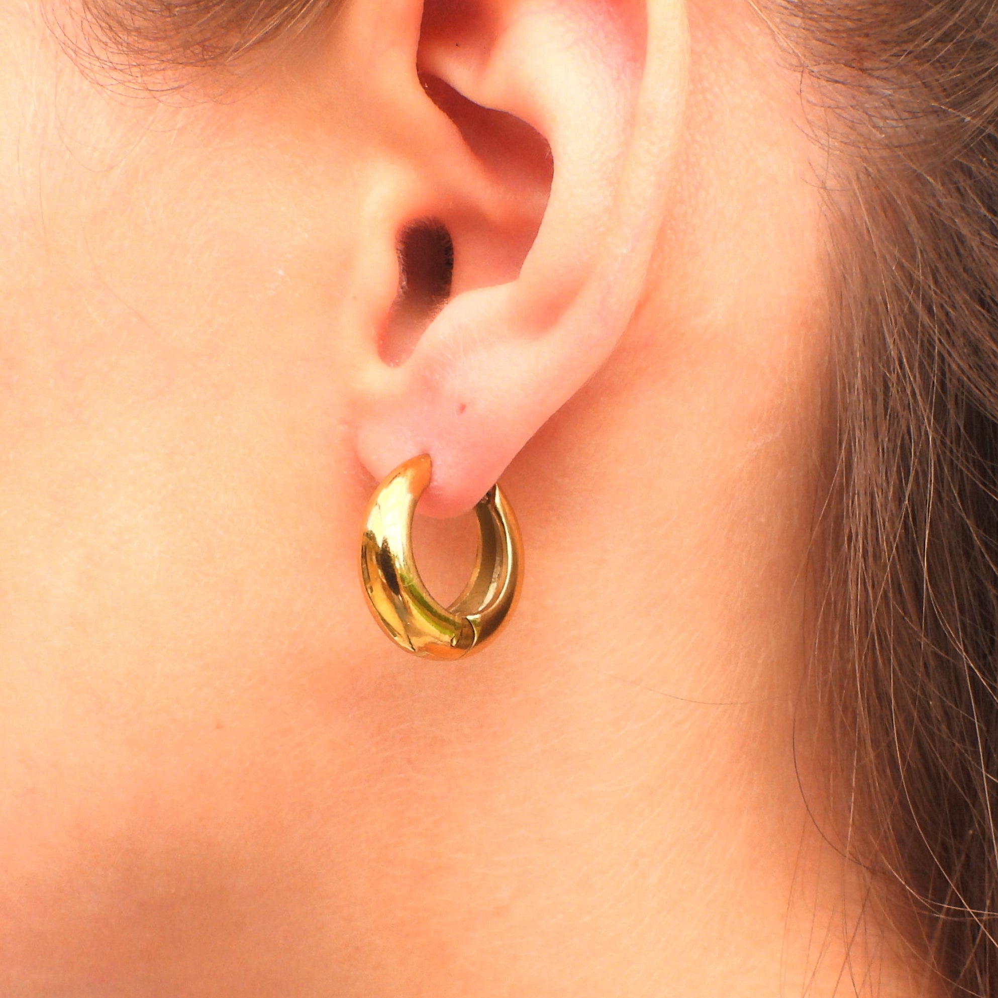 Zoe Oval Drop Gold Plated Stainless Steel Hoop Earrings