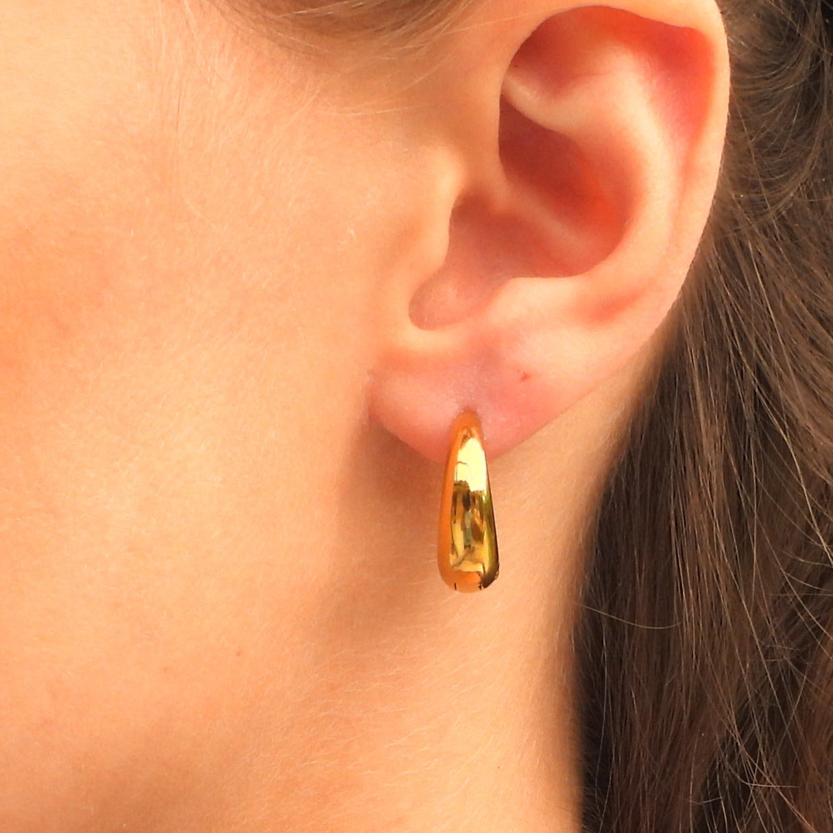 Zoe Oval Drop Gold Plated Stainless Steel Hoop Earrings