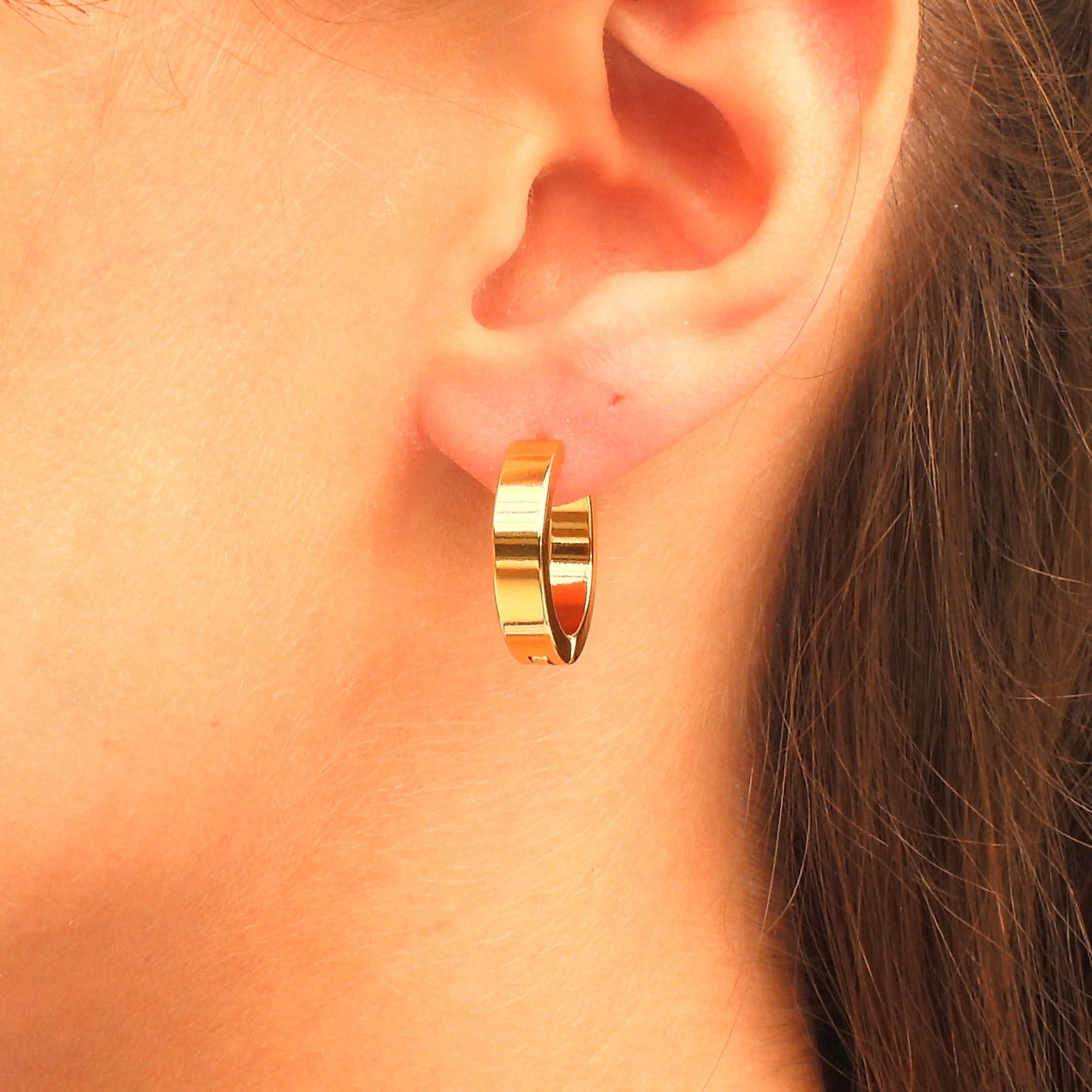 Sabine Set of 2 Gold Plated Stainless Steel Huggie Earrings