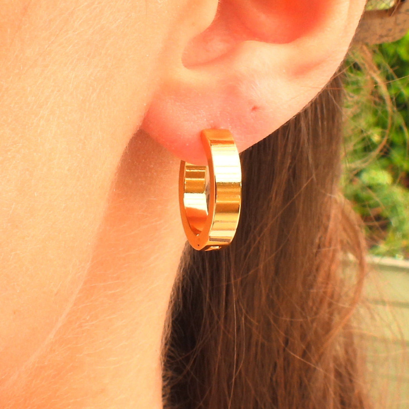 Sabine Set of 2 Gold Plated Stainless Steel Huggie Earrings