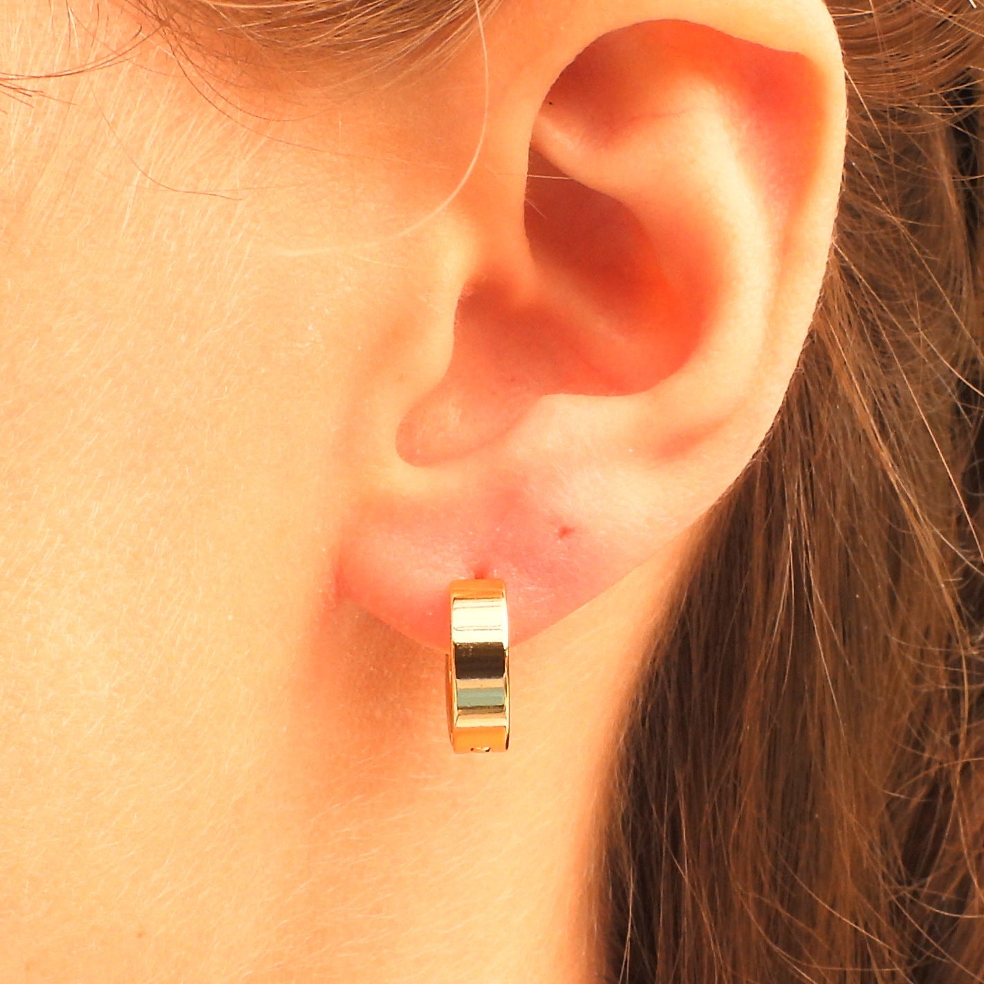 Sabine Set of 2 Gold Plated Stainless Steel Huggie Earrings