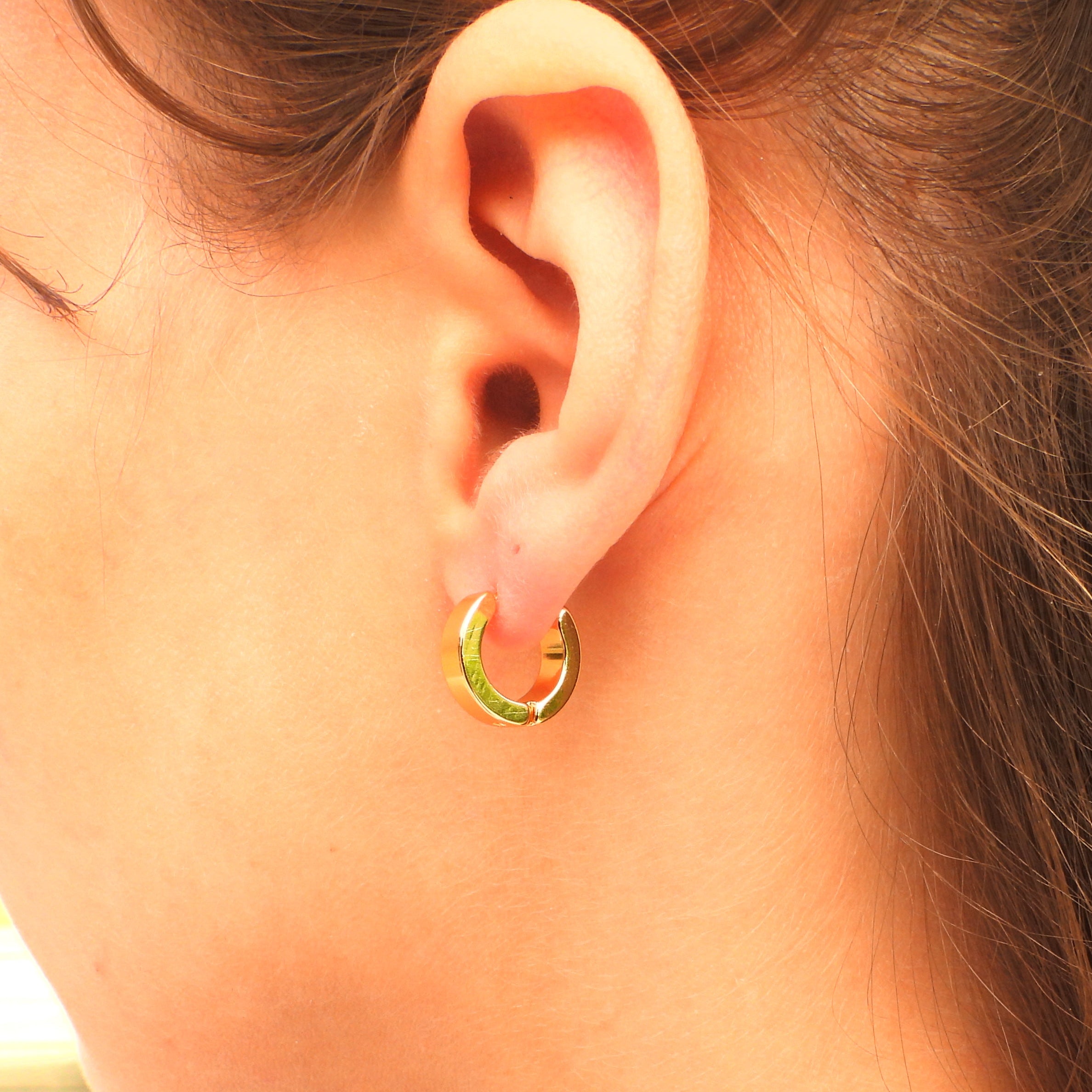 Sabine Set of 2 Gold Plated Stainless Steel Huggie Earrings