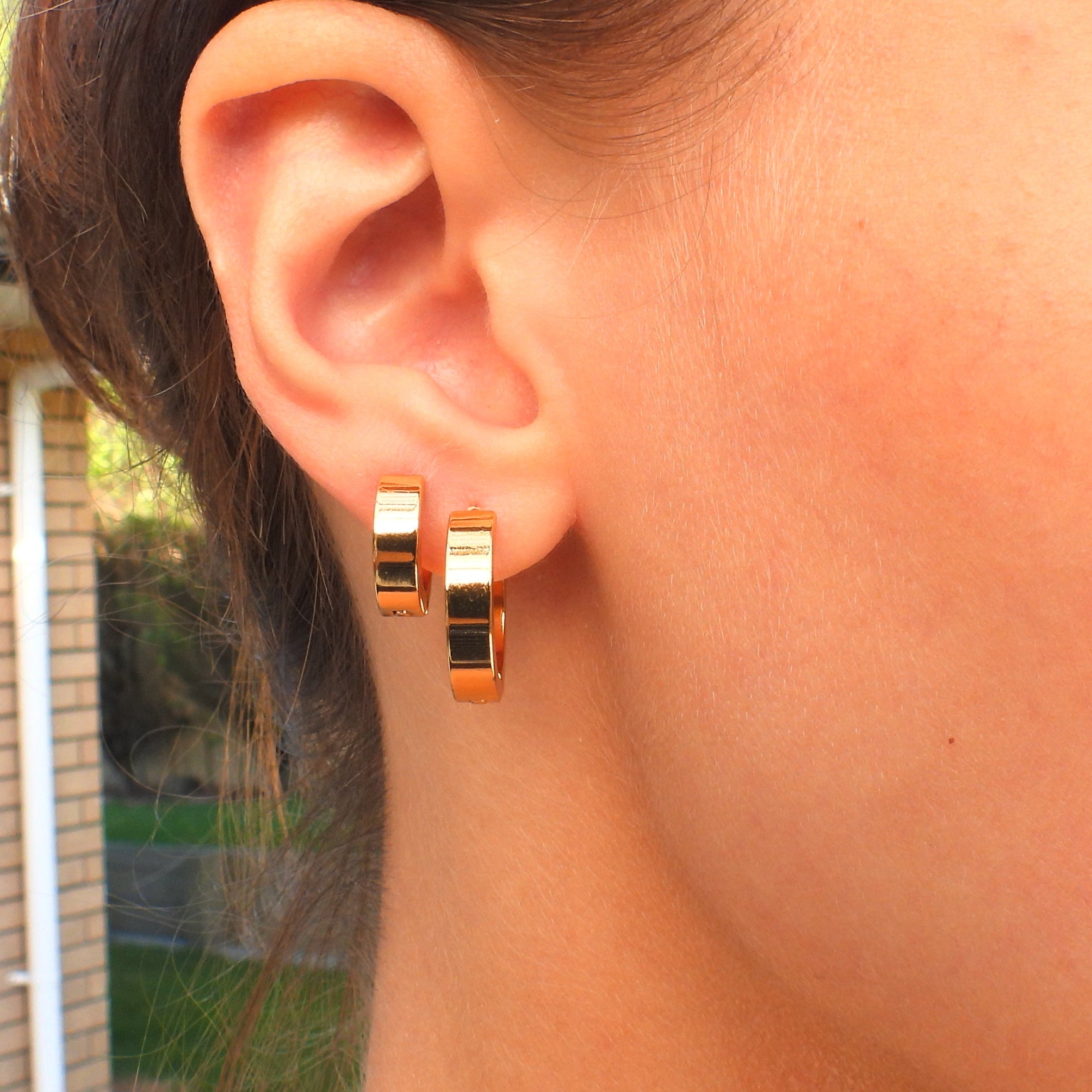 Sabine Set of 2 Gold Plated Stainless Steel Huggie Earrings