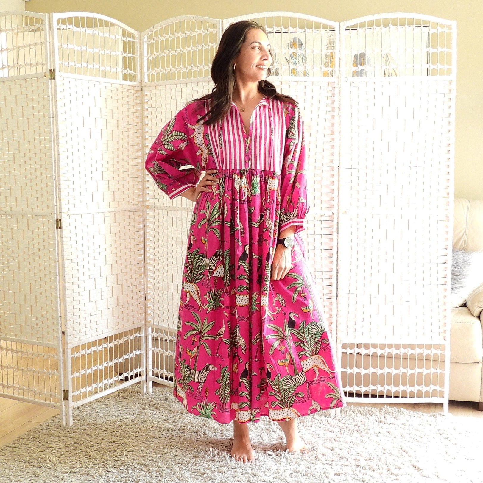 Boho Printed Cotton Midi Dress - The Paloma