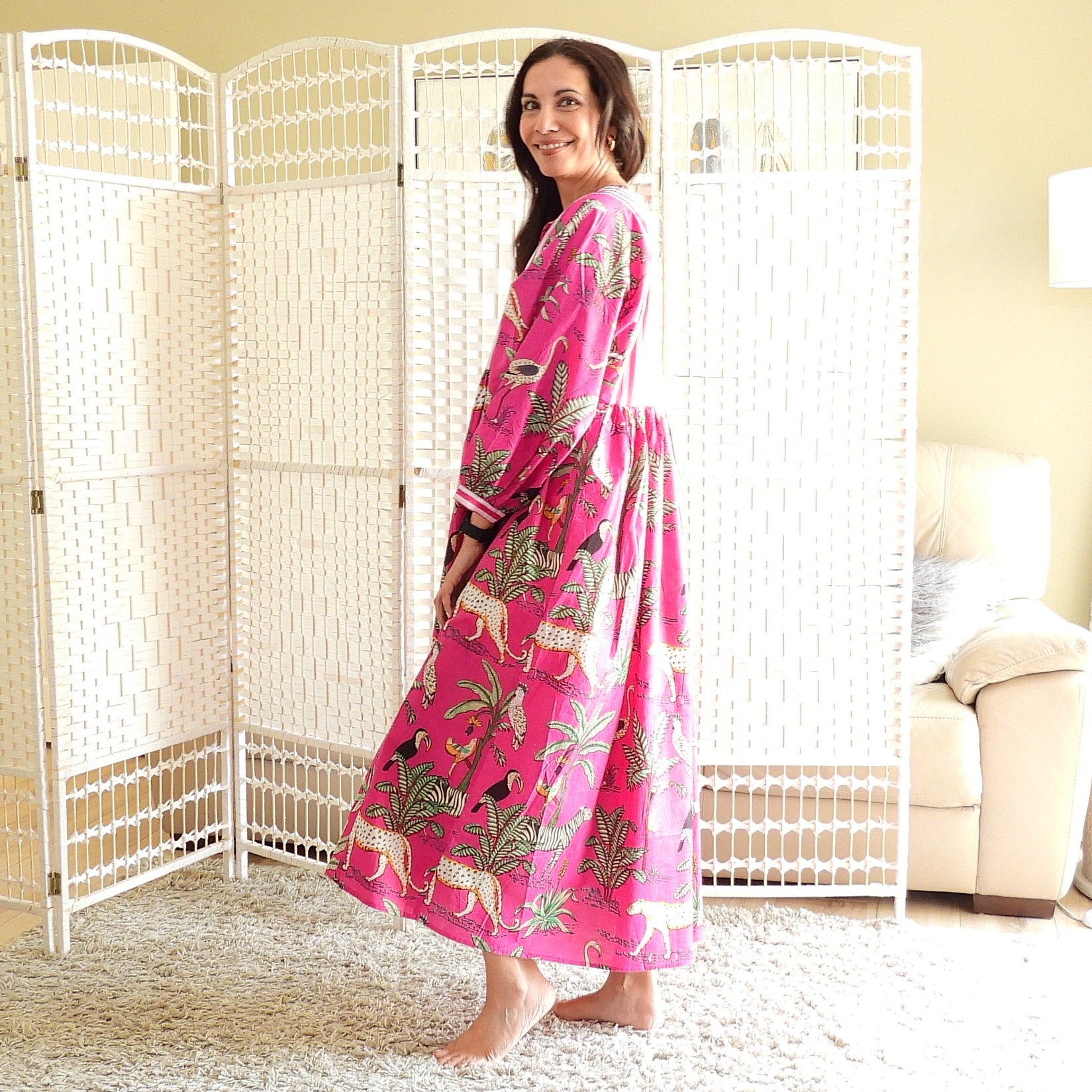 Boho Printed Cotton Midi Dress - The Paloma