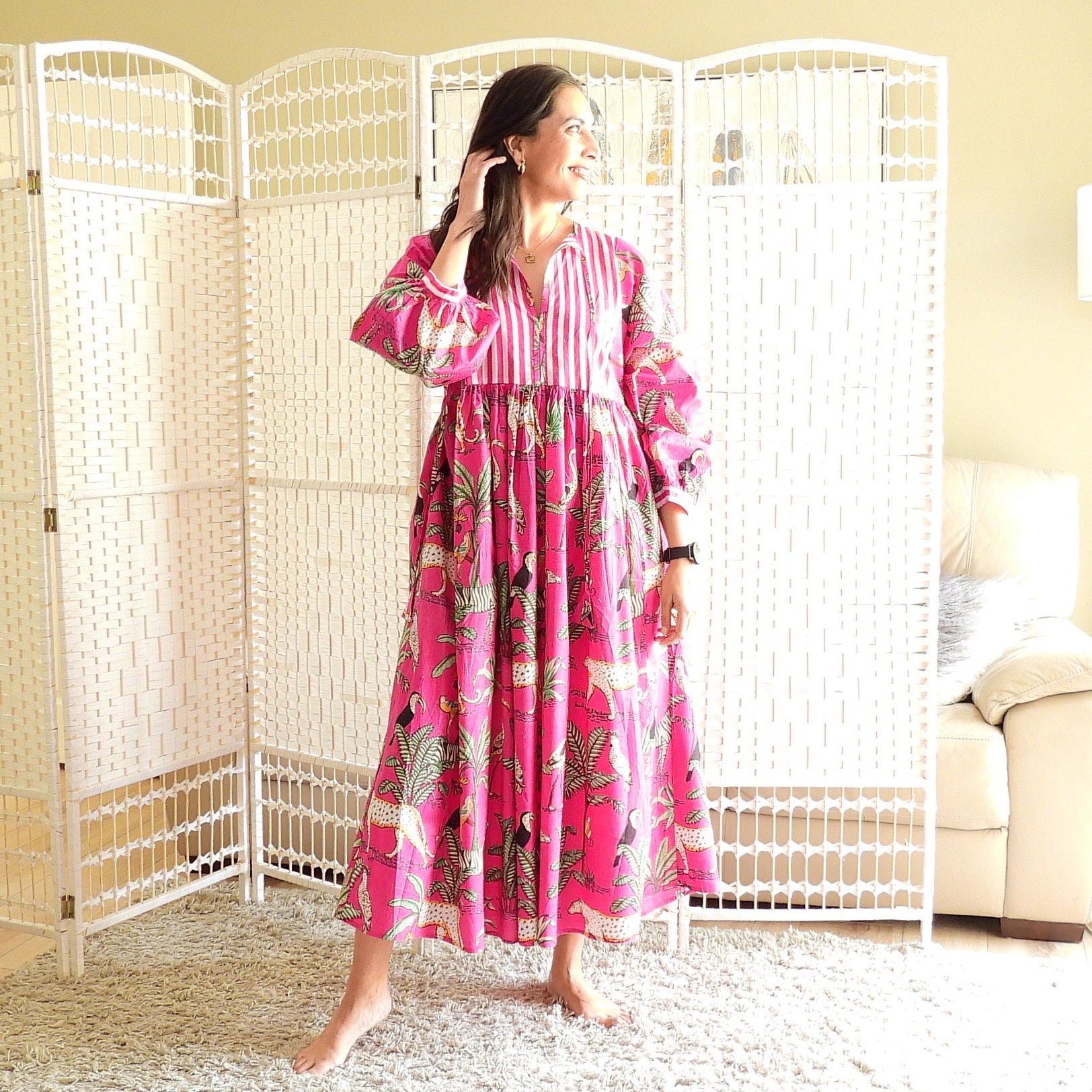 Boho Printed Cotton Midi Dress - The Paloma