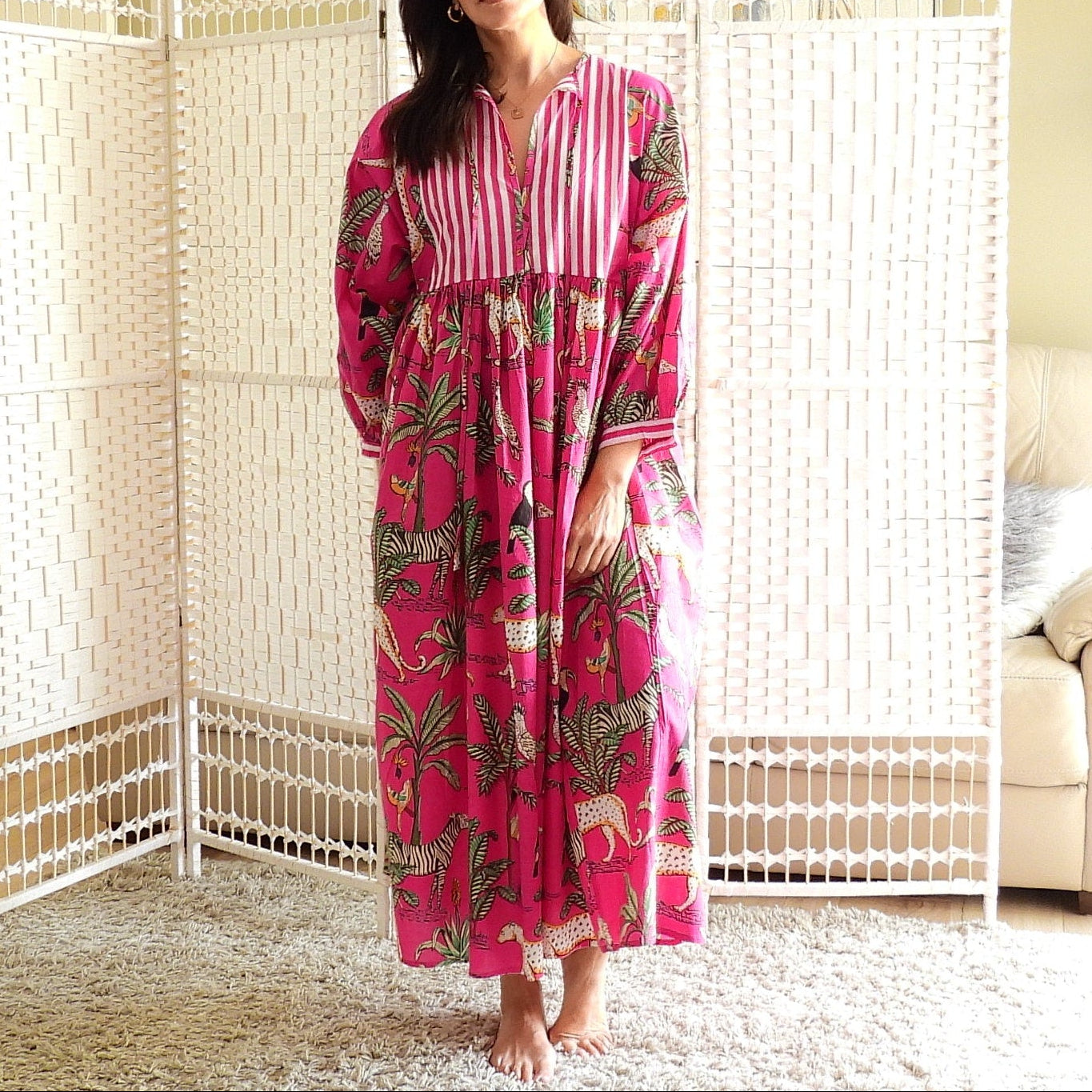 Boho Printed Cotton Midi Dress - The Paloma