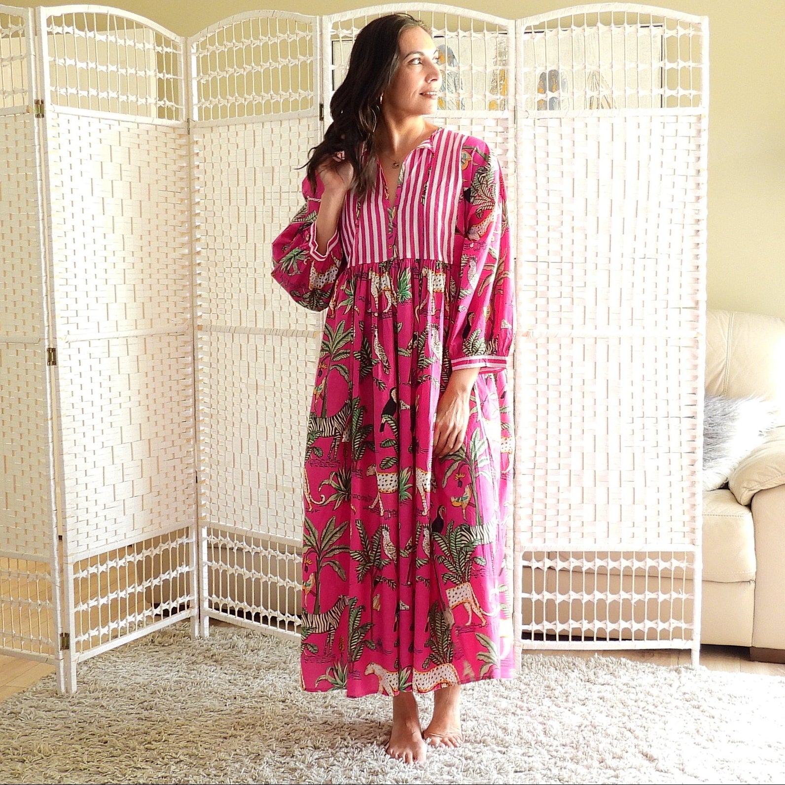 Boho Printed Cotton Midi Dress - The Paloma