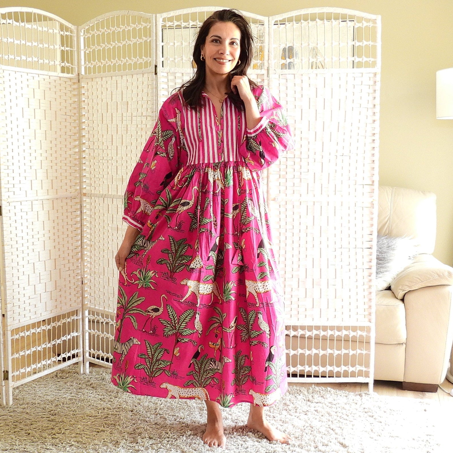 Boho Printed Cotton Midi Dress - The Paloma