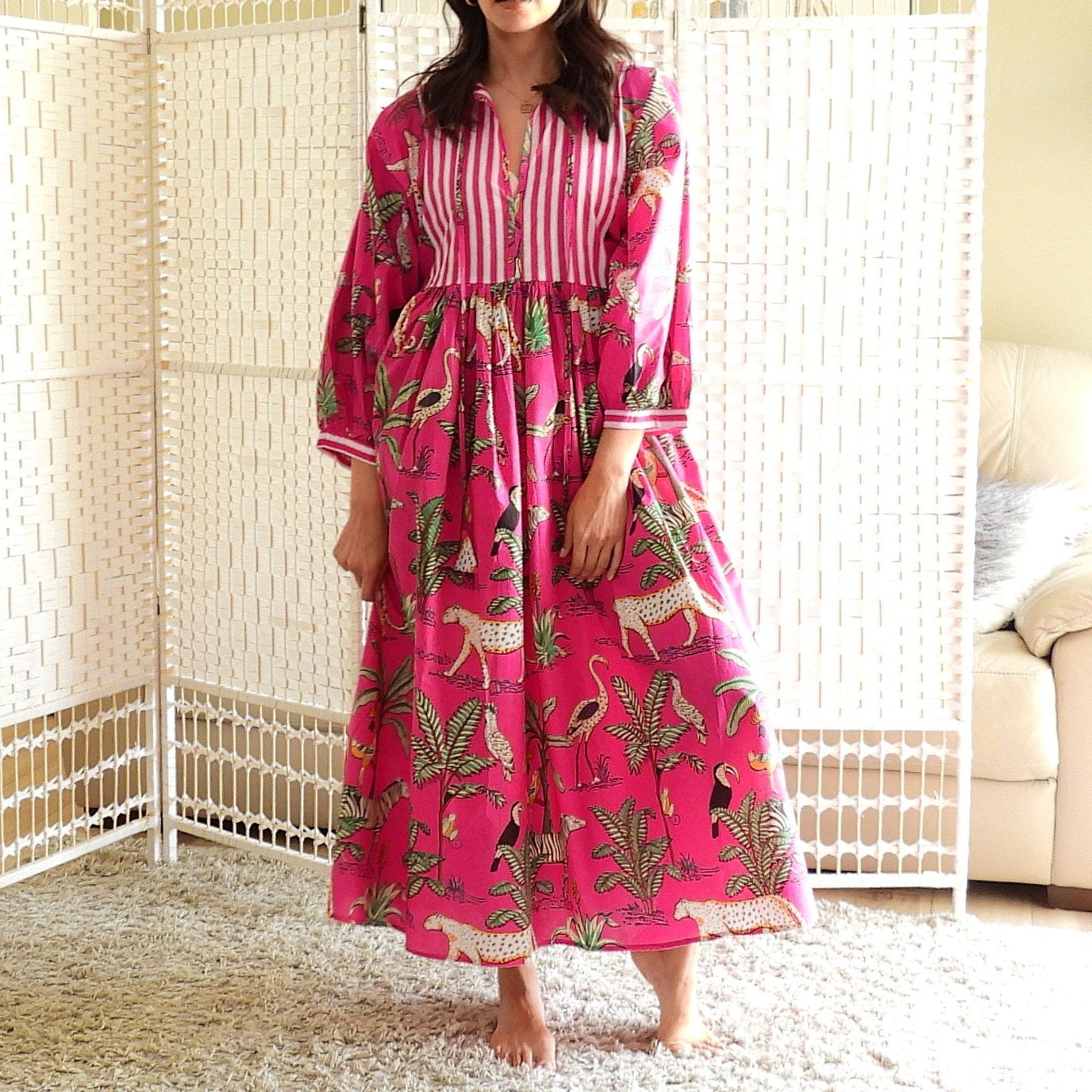 Boho Printed Cotton Midi Dress - The Paloma