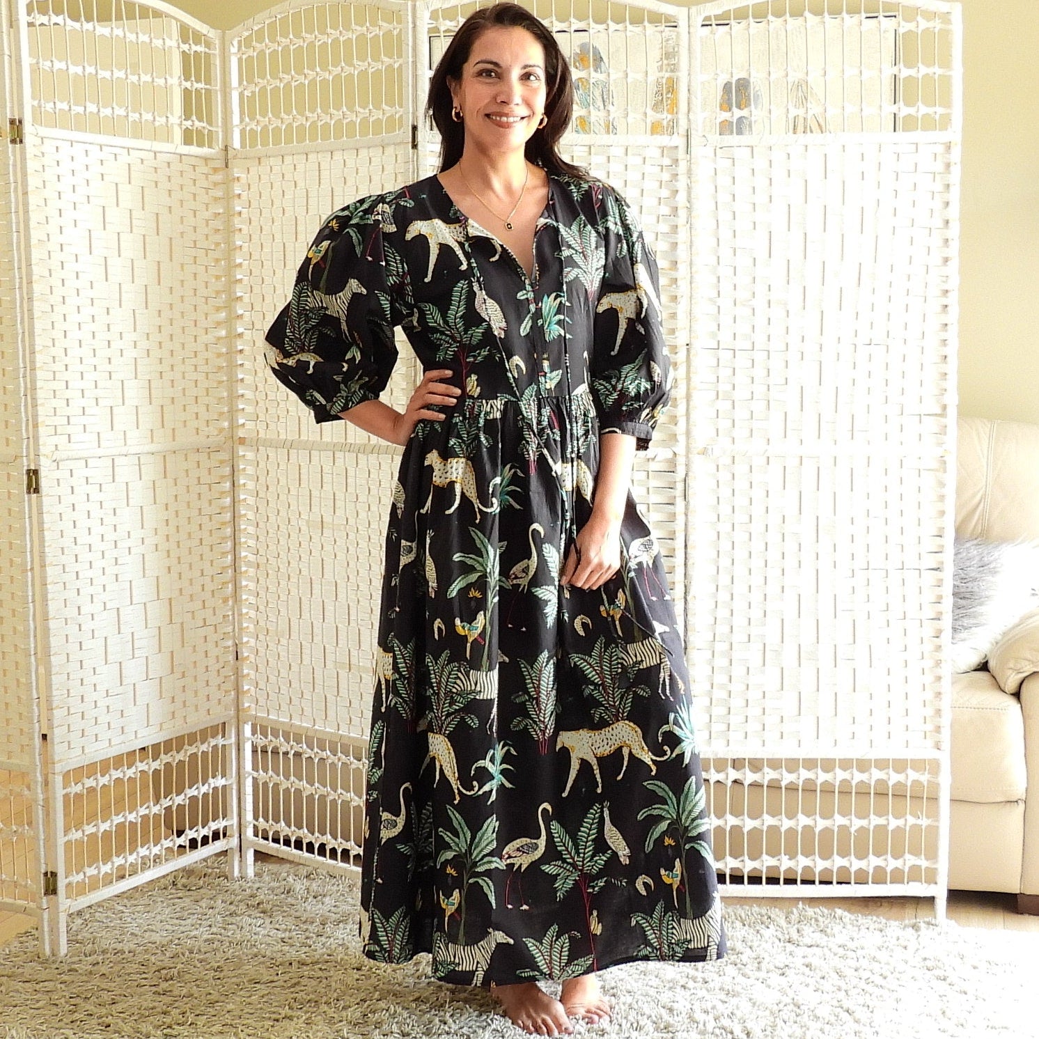 Boho Printed Cotton Midi Dress - The Isla