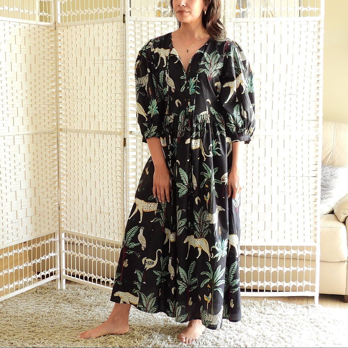 Boho Printed Cotton Midi Dress - The Isla