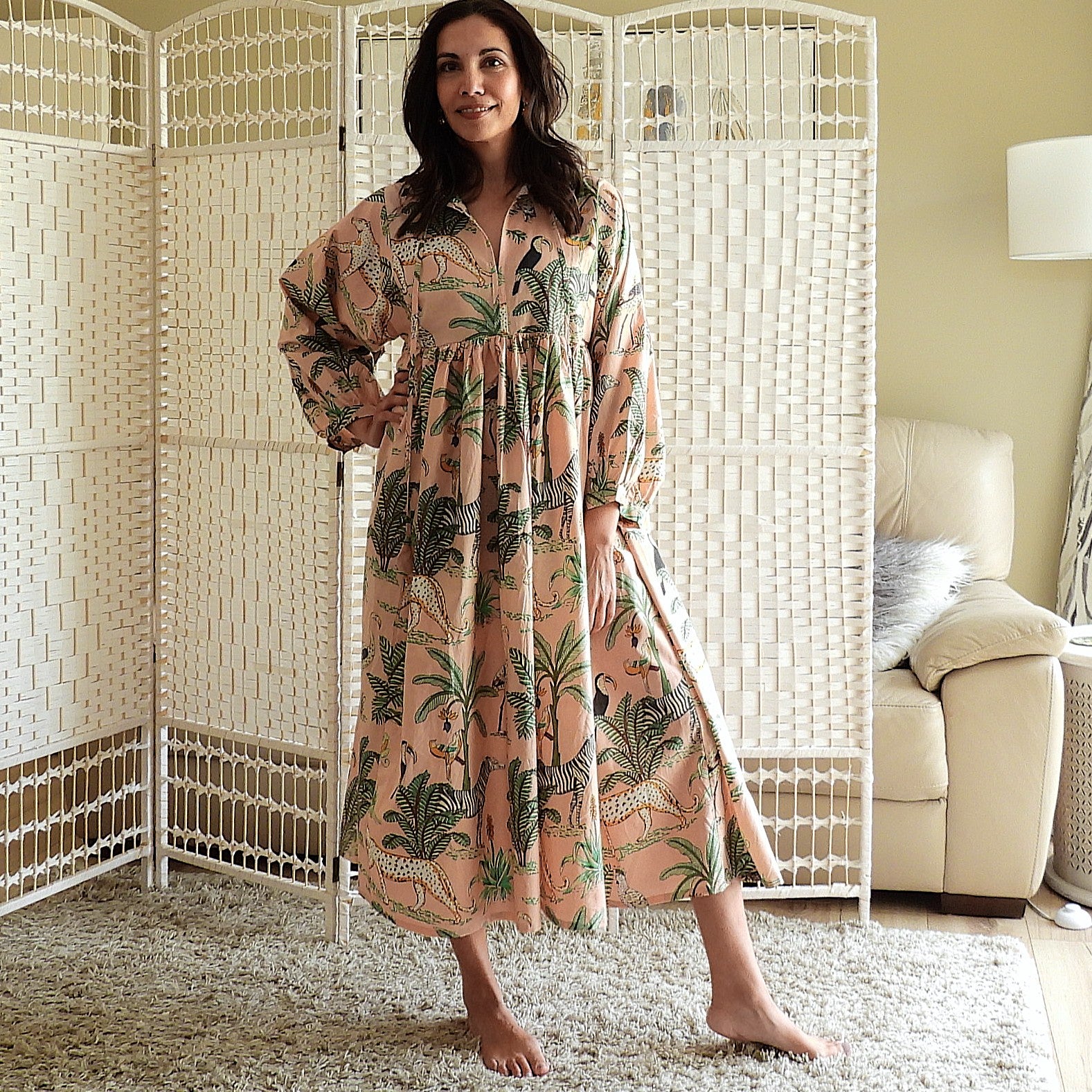 Boho Printed Cotton Midi Dress - The Soleil