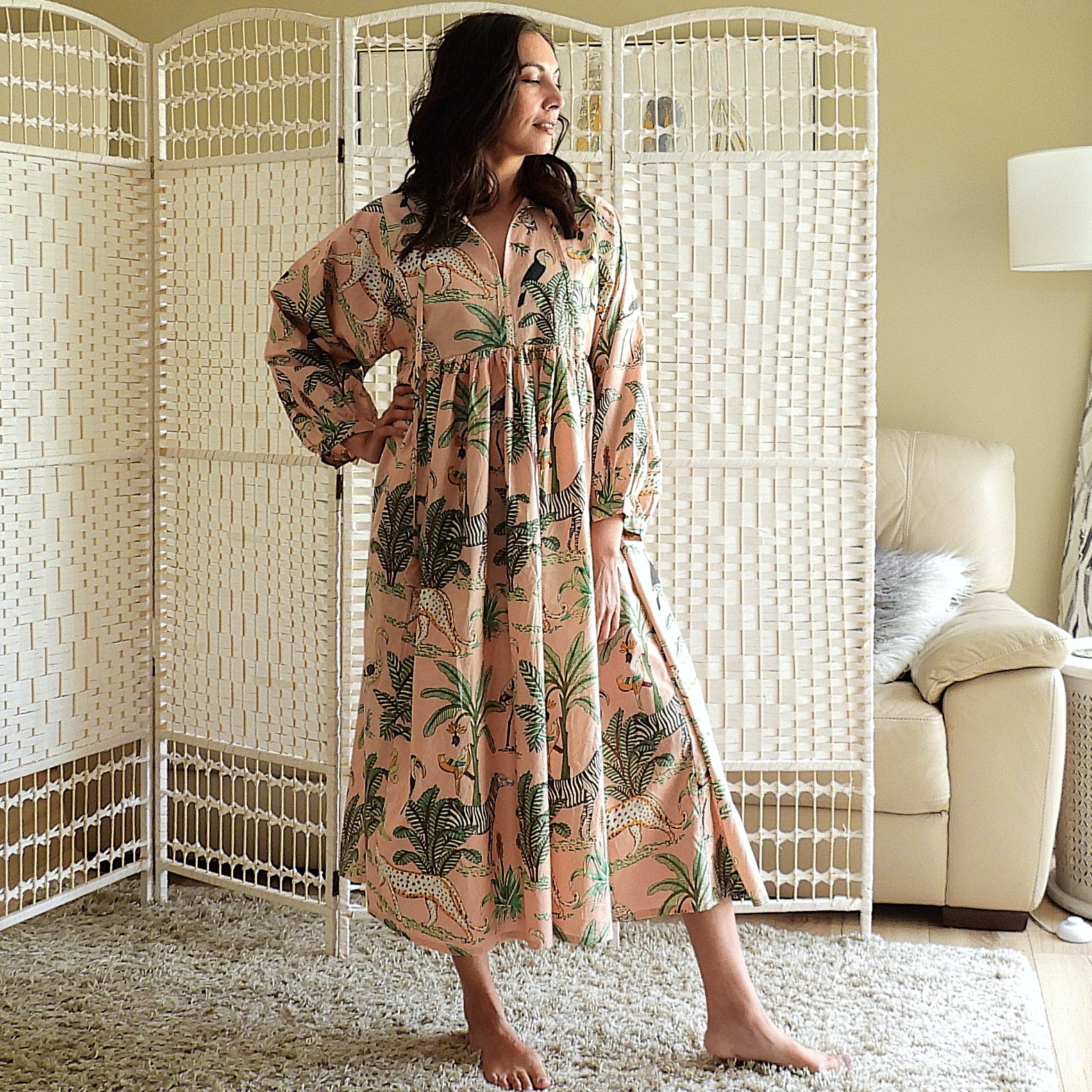 Boho Printed Cotton Midi Dress - The Soleil