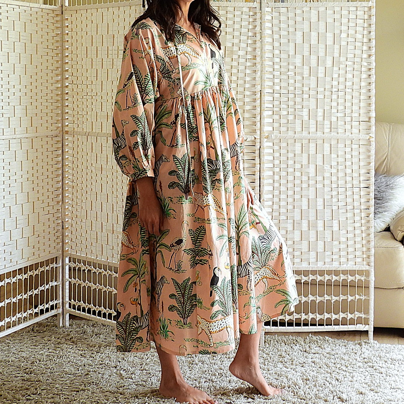 Boho Printed Cotton Midi Dress - The Soleil