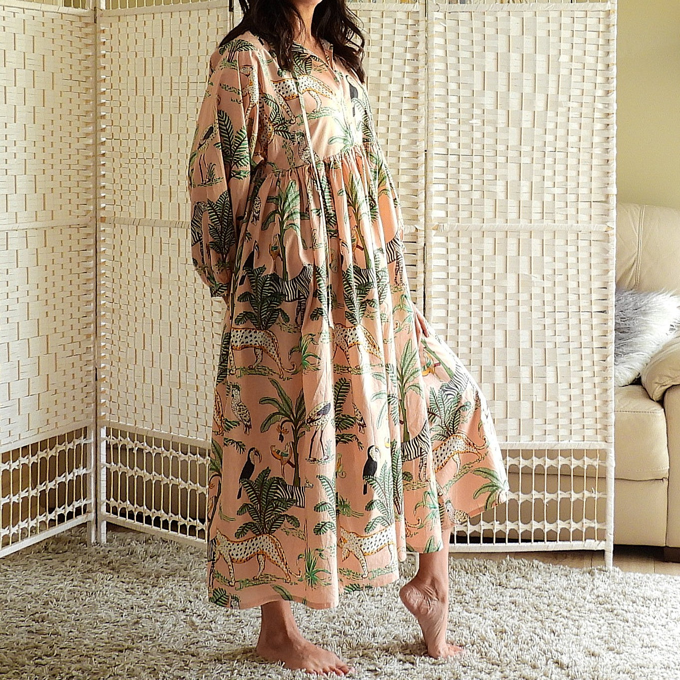 Boho Printed Cotton Midi Dress - The Soleil
