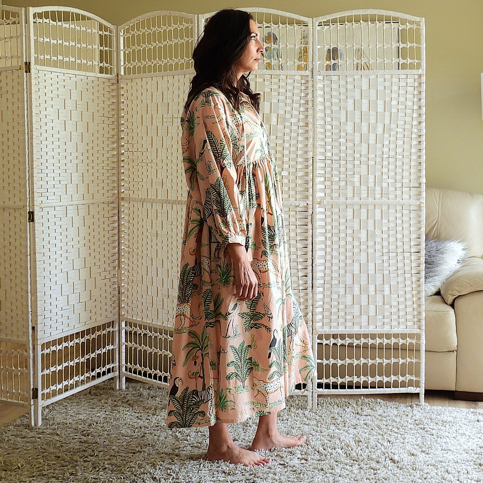 Boho Printed Cotton Midi Dress - The Soleil