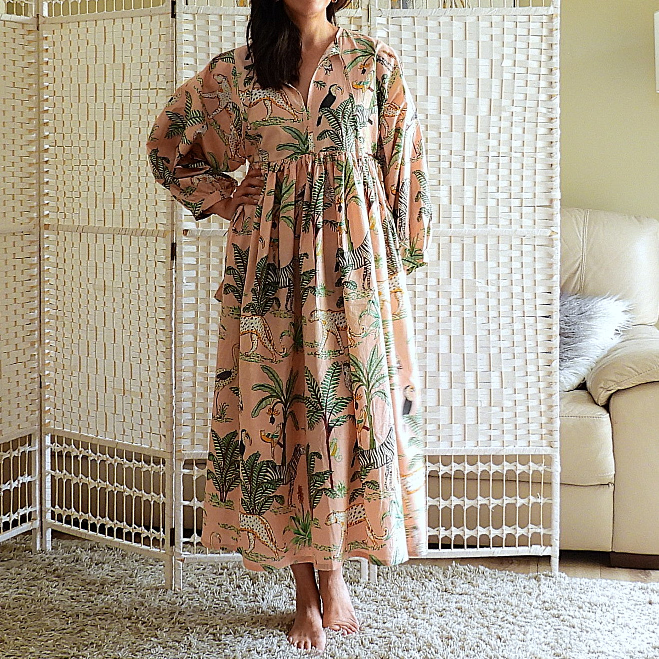 Boho Printed Cotton Midi Dress - The Soleil