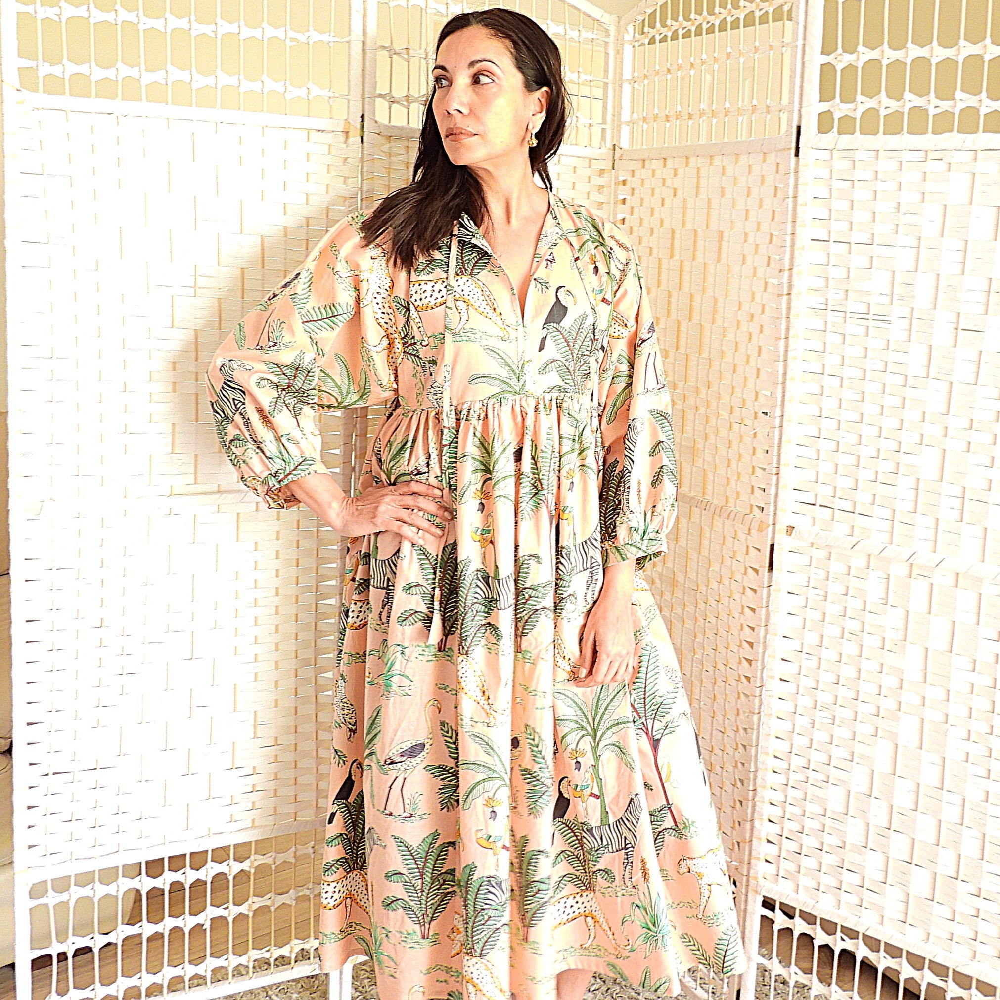 Boho Printed Cotton Midi Dress - The Soleil
