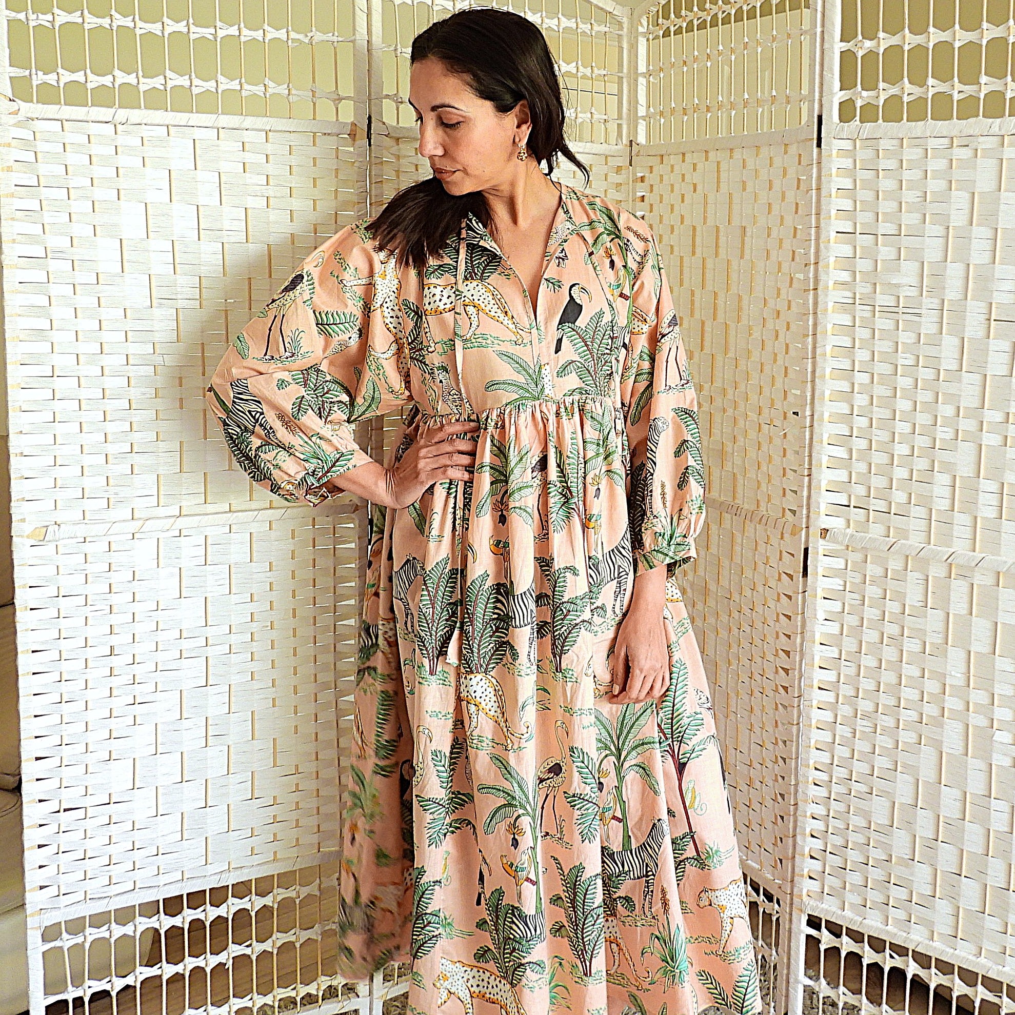 Boho Printed Cotton Midi Dress - The Soleil