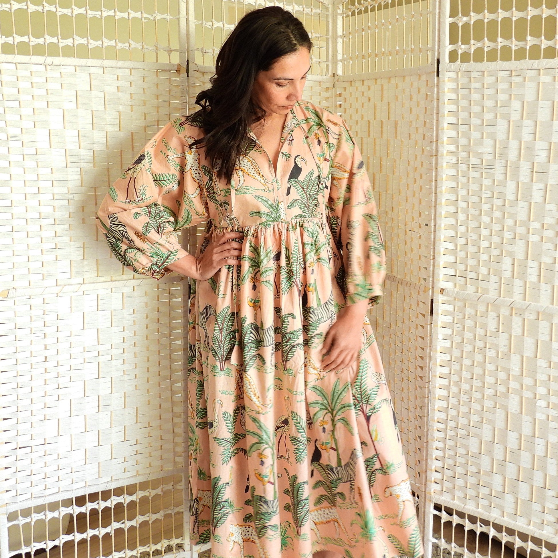 Boho Printed Cotton Midi Dress - The Soleil